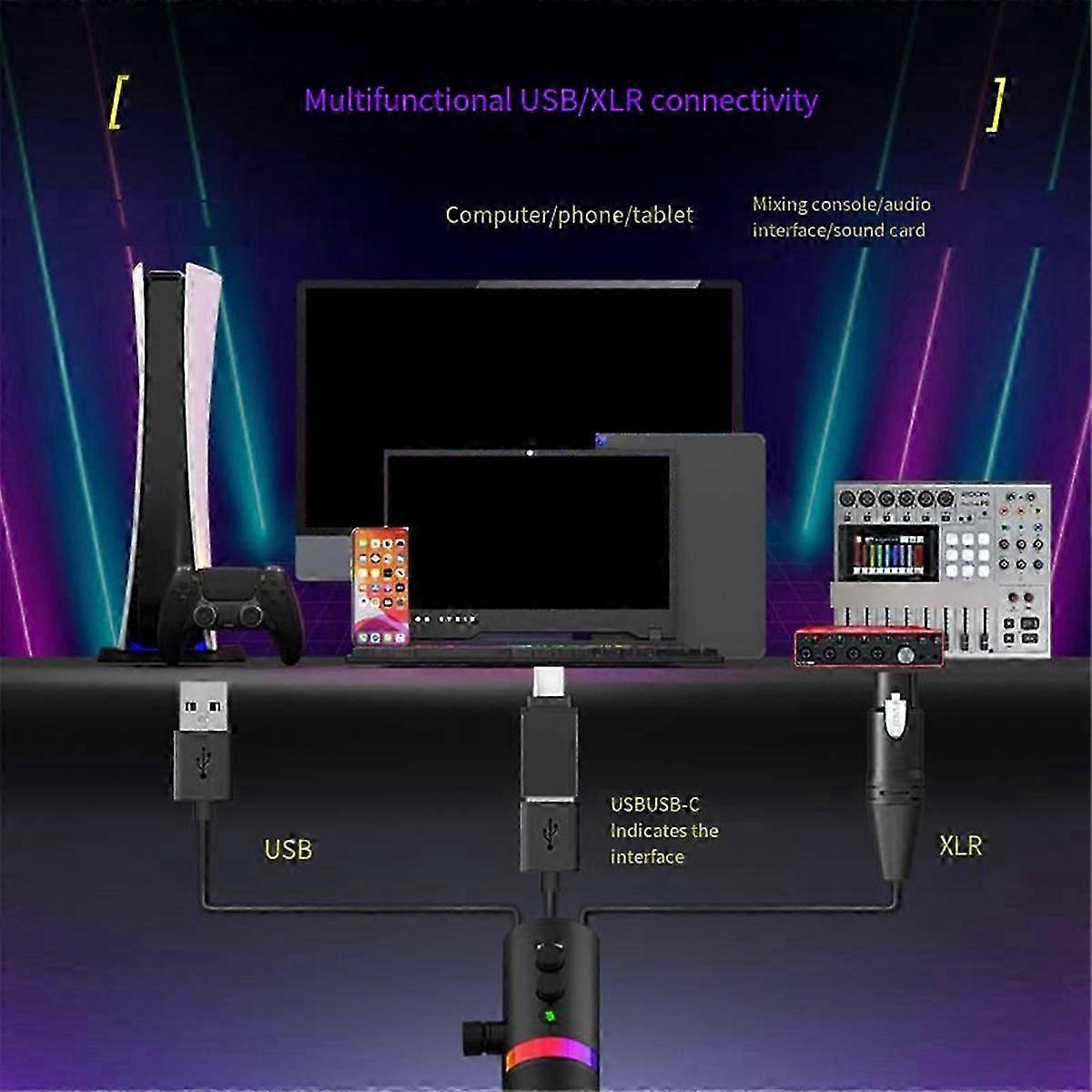 RGB Gaming Microphone Dynamic Microphone Podcast Microphone