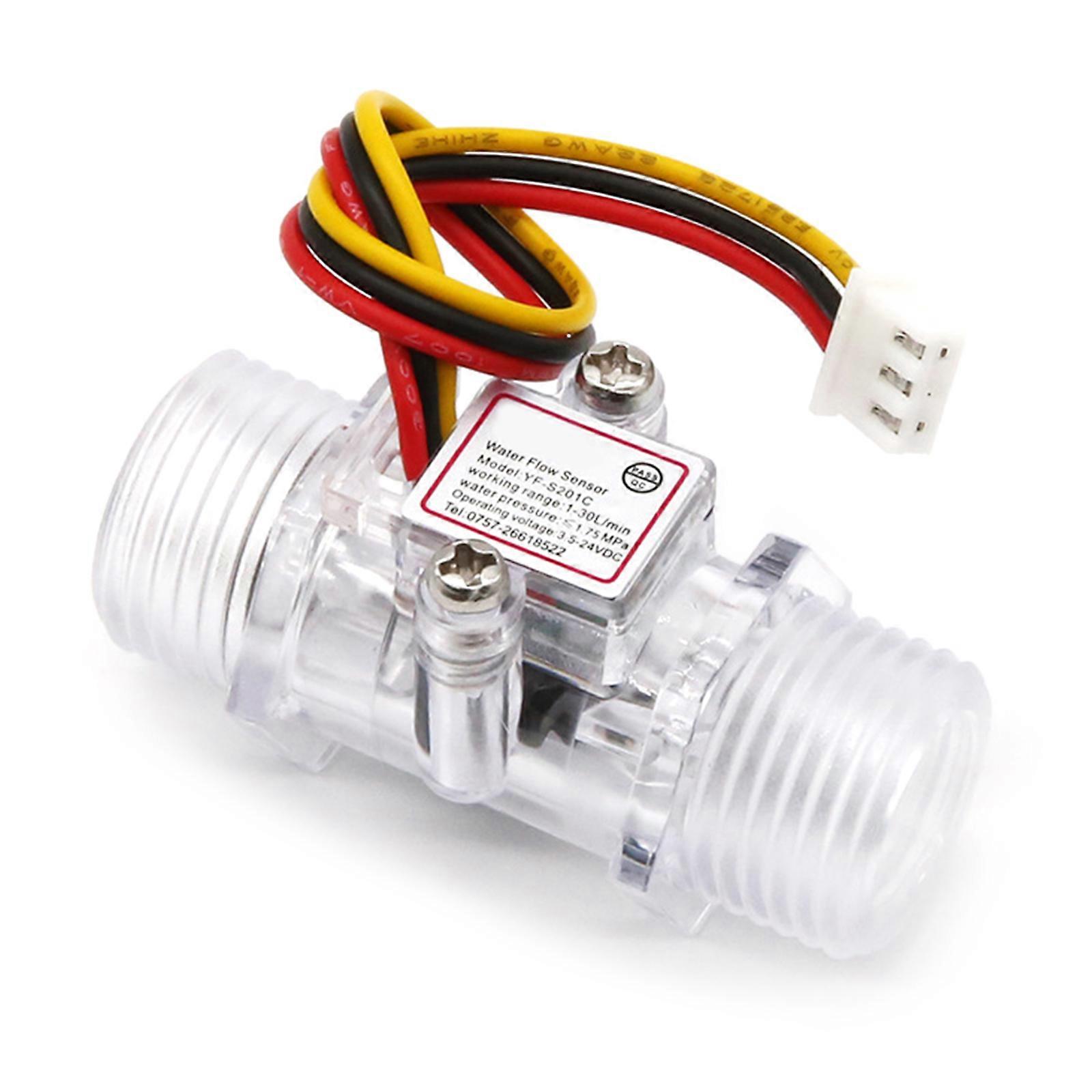 Water Flow Sensor Switch G1/2" Fluid Turbine Flow Meter Water Control Transparent Enclosure DC3.5-24V For Water Heaters