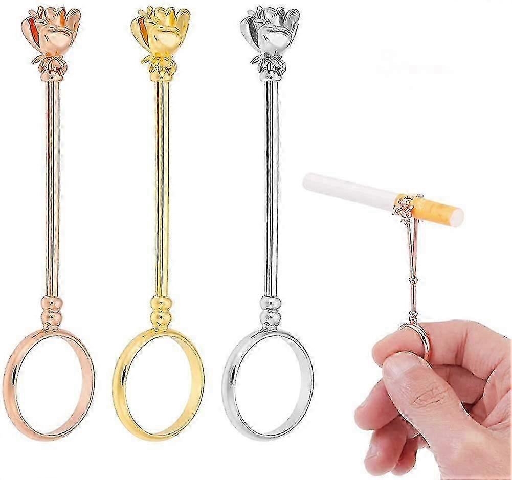 Elegant Finger Ring Cigarette Holders for Women and Men Hands-Free Protecting Your Fingers Set of 3