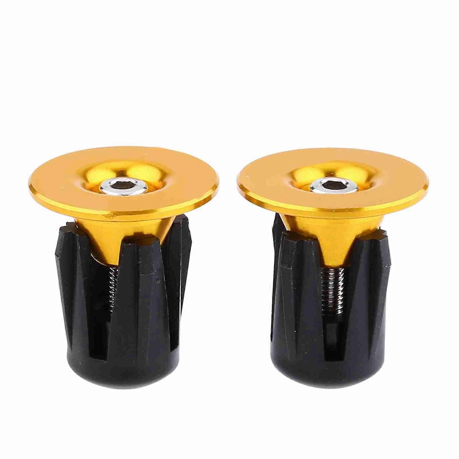 2pcs Colorful Aluminum Bike Bicycle Handlebars Bar Grips End Plugs Caps (Gold) Bar End Plugs