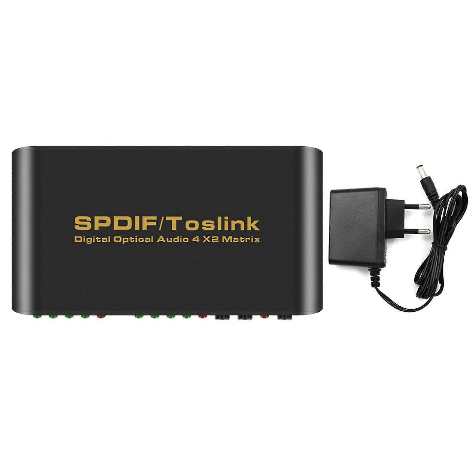 Professional Digital Optical Sound 4x2 Matrices SPDIF Switcher 4 Inputs 2 Outputs with Remotes Control Functionality