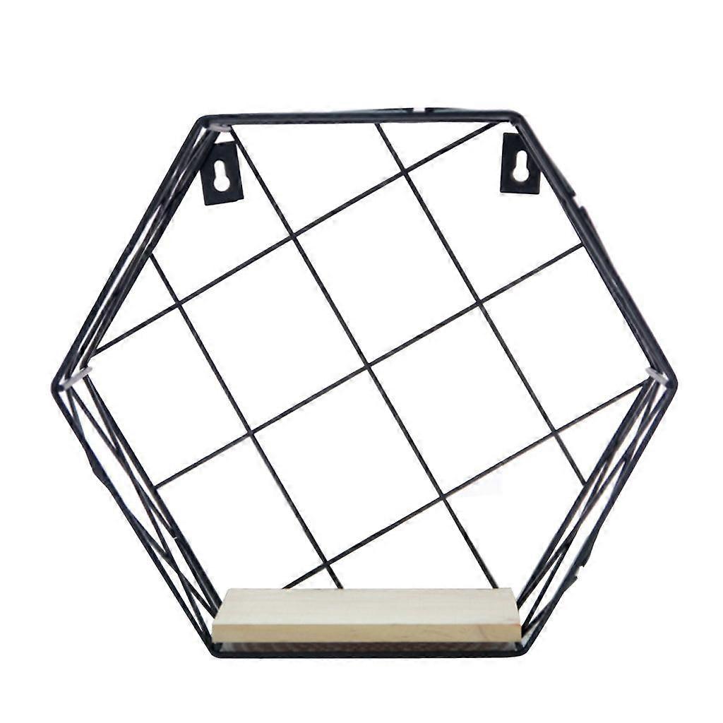 Metal Iron Hexagon Wall Shelf Bookshelf Display Rack Stand for home garden
