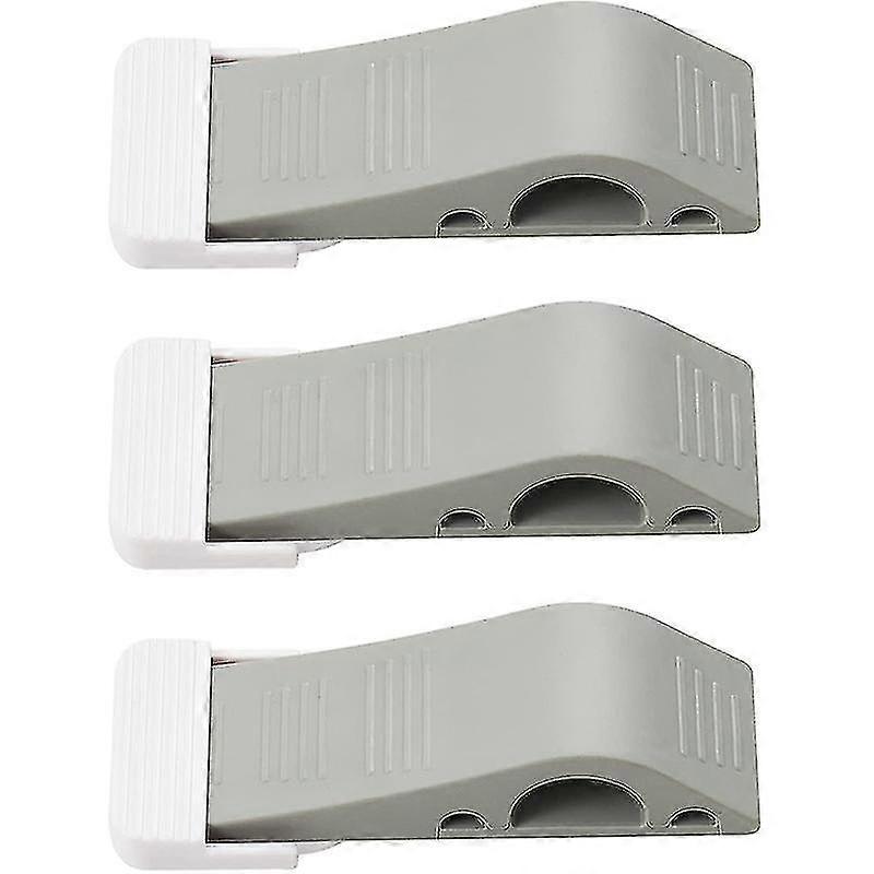 3pcs Rubber Door Stoppers, Gray Floor Wedge for Multi-Surface Use