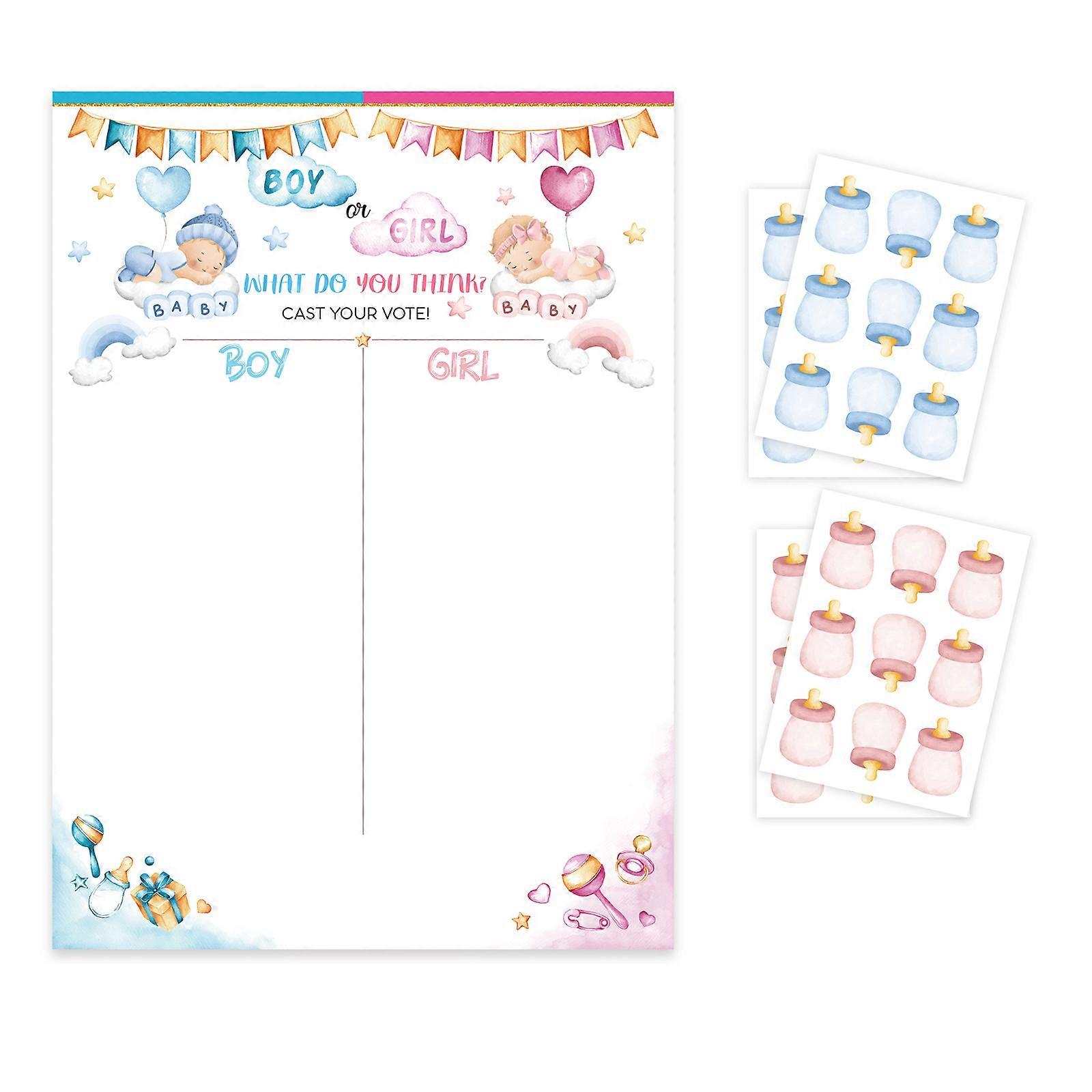 男の子または女の子の性別を明らかにするゲーム投票ポスター授乳瓶ステッカー性別赤ちゃん性別予測装飾ベビーシャワー白