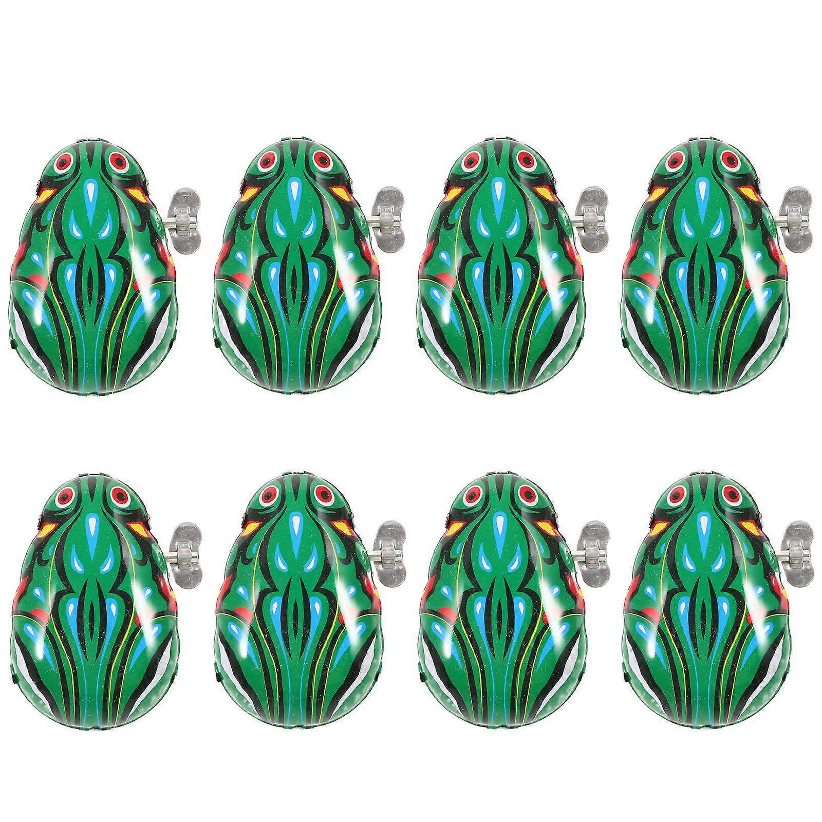 8pcs Children Clockwork Playthings Frogs Retro Playthings for Kids (Green)