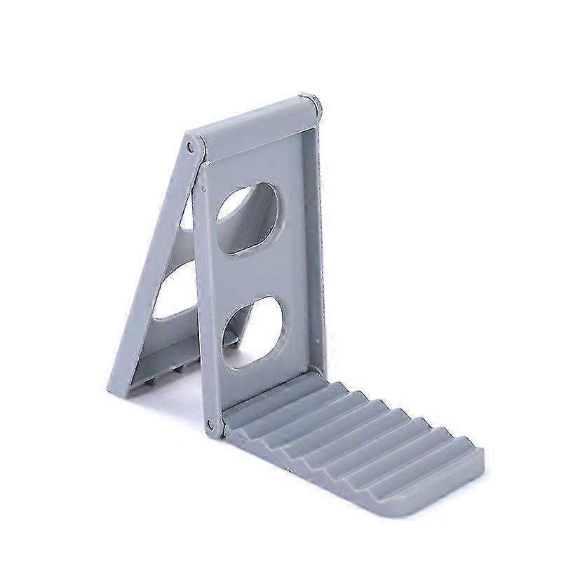 Gray Foldable Plastic Pot Lid Rack - Multifunctional Kitchen Storage & Dish Drain Rack