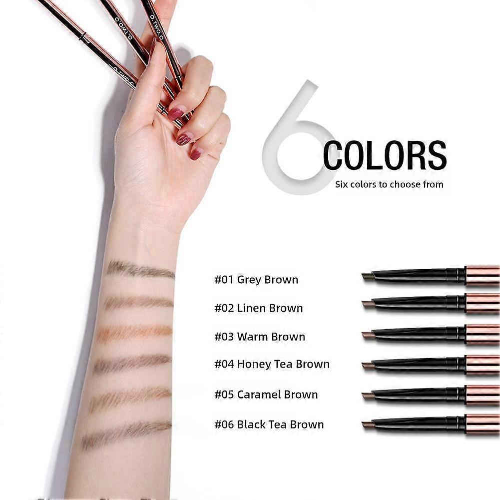 3 Warm Brown (C) $O.TWO.O Double-headed ultra-fine triangular eyebrow pencil automatically rotates without smudging for beginners 6 colors