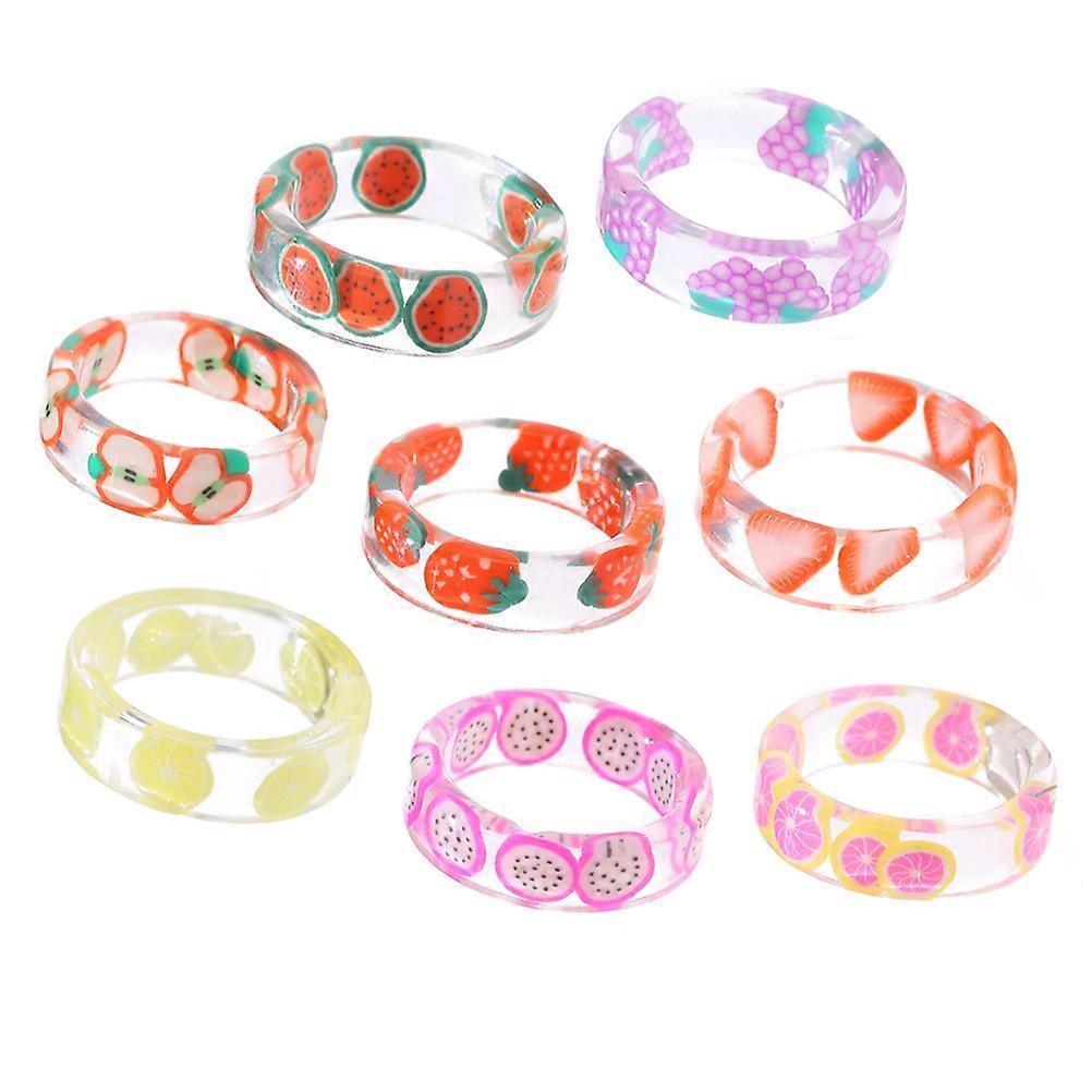 Here's a refined and appealing product description based on your input:
**8pcs Creative Fruit Finger Rings Set – Stylish & Comfortable Jewelry