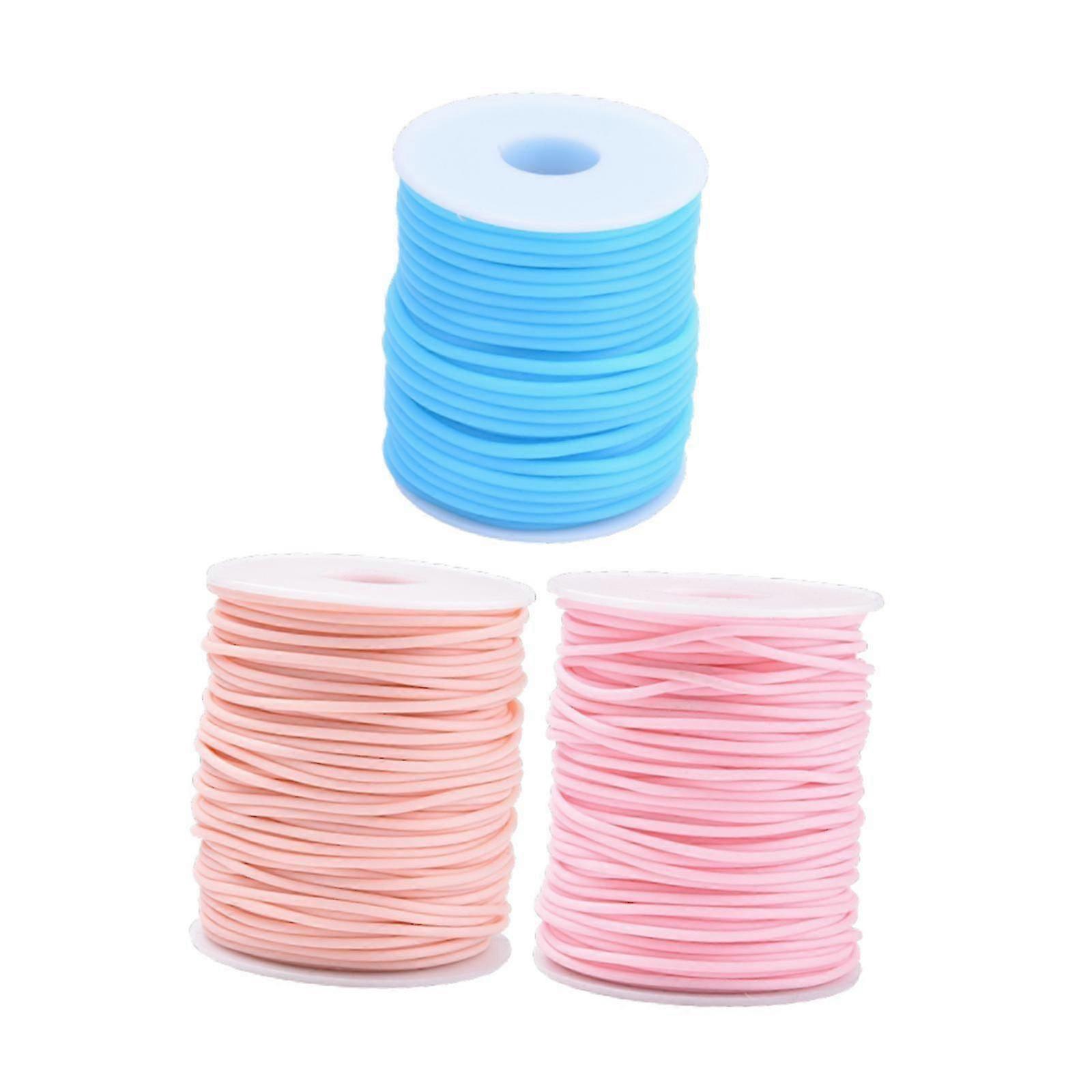 3 Rolls 2mm Rubber Tube Stitch Keeper Cords for DIY Knitting and Crocheting, Suitable for Various Craft Projects, Multicolor Options Availab
