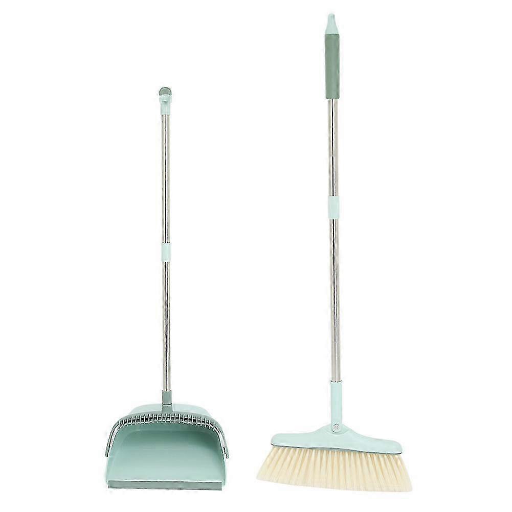 Dustpan with Broom, Heavy Duty Rotating Head Long Handle Broom for Easy to Clean Self-Cleaning Teeth Soft Bristles Large Capacity Upright Standing 202