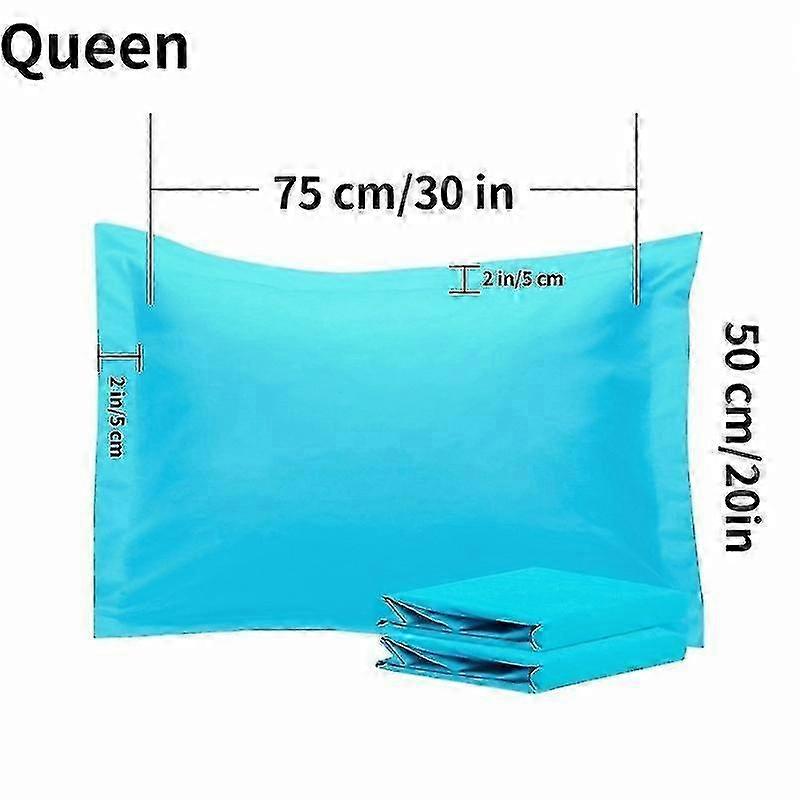 2stk blød børstet mikrofiber pudebetræk, farverig rynke-fade, konvolut lukning - blå (50x75cm)