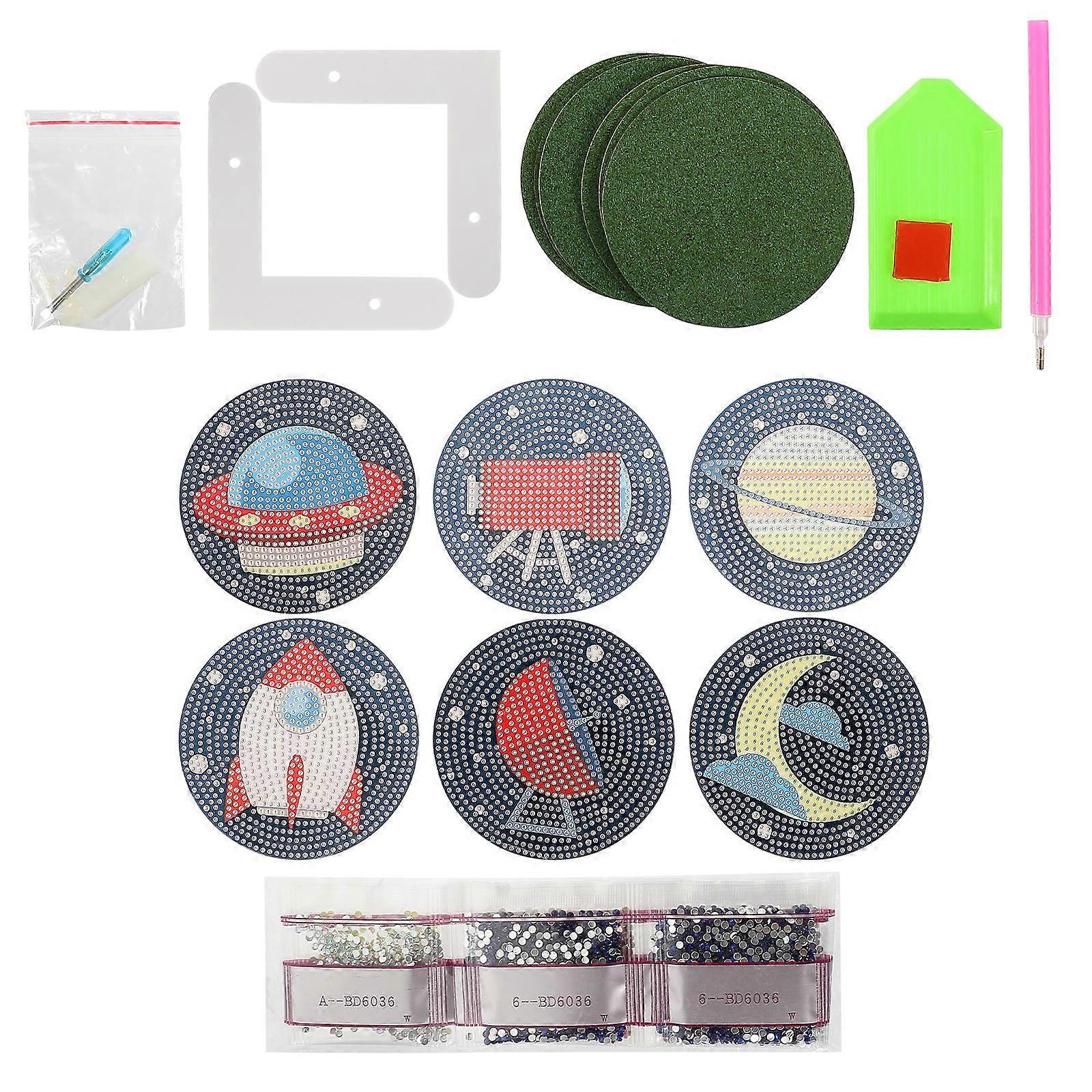 Diy Diamond Art Coasters Set Wear Resistant Cup Mats for Creative Home Decor, Drink Coasters for Mugs and Glasses