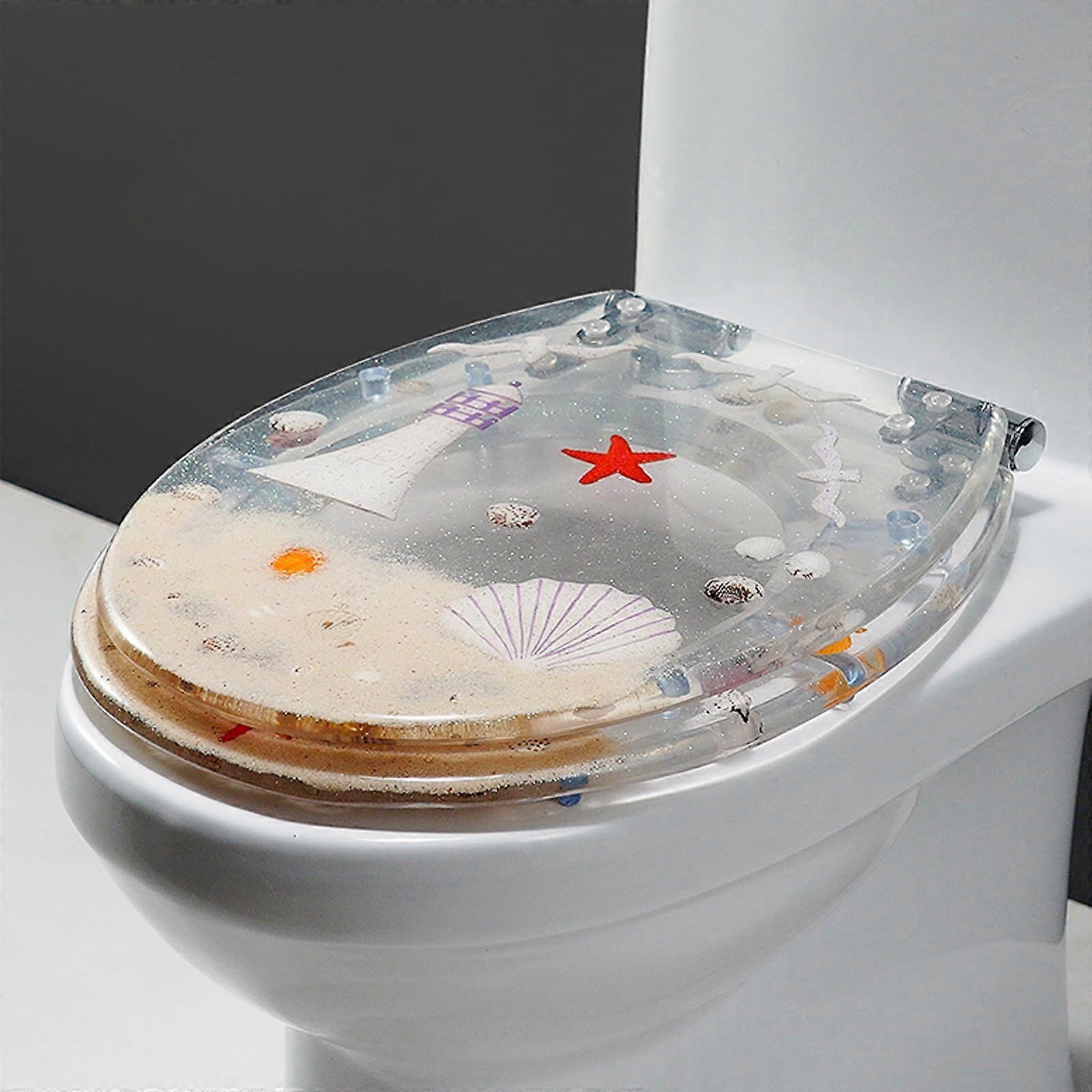 Transparent Resin Toilet Seat with 3D Effects Style H 42cm36cm