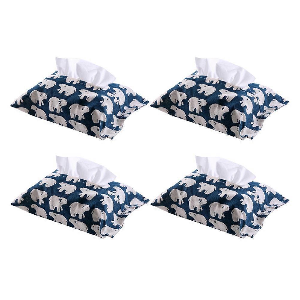 Creative Tissue Organizer Tissue Box Japanese Style Cotton Linen Fabric Paper Towel Holder Foldable Storage For Home Office Living Room 4Set