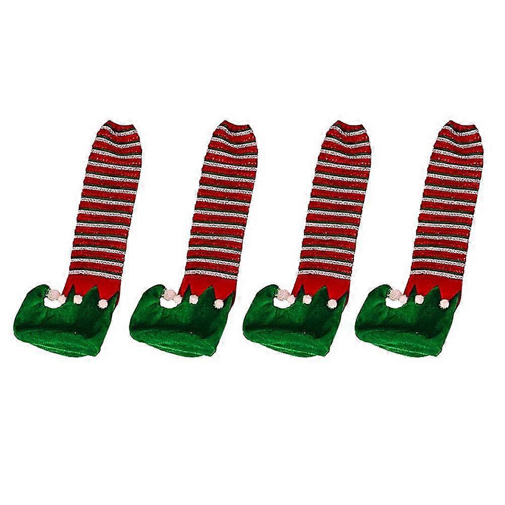 موضوع عيد الميلاد الديكور القماش الجدول غطاء القدم كرسي غطاء القدم لتزيين المنزل الأخضر 41.50X17.00X1.00CM مخطط 1 مجموعة