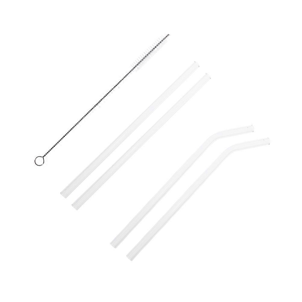 High Borosilicate Glass Straw Set with Cleaning Brush Reusable, Heat & Cold Resistant, Straight & Bend Design for Beverages and Smoothies