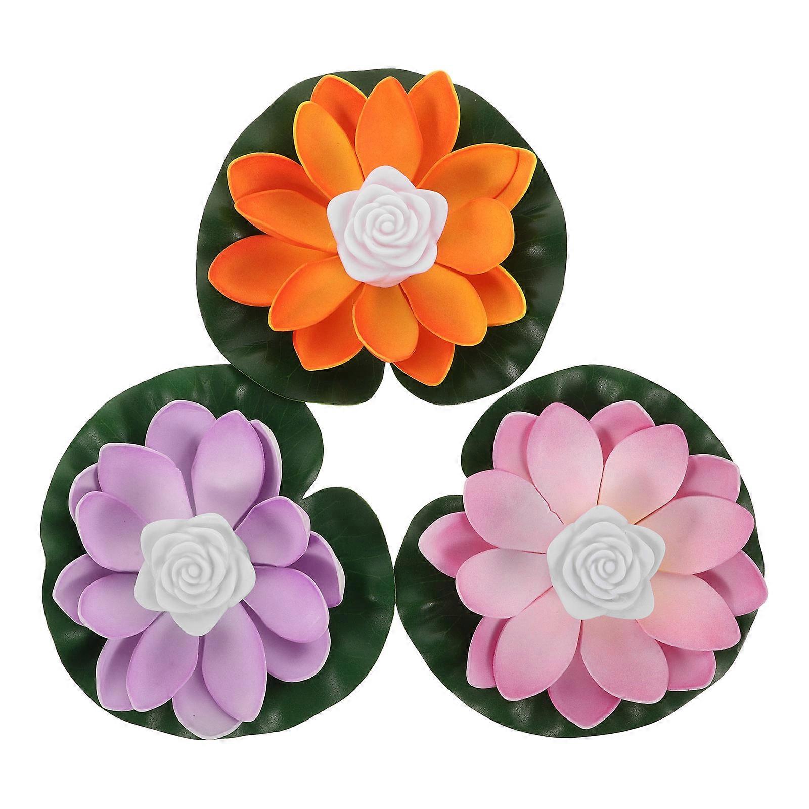 Floating Light Pool Night Lotus Flower Shaped Water Floating Light For Pool Light 3Pcs Blue