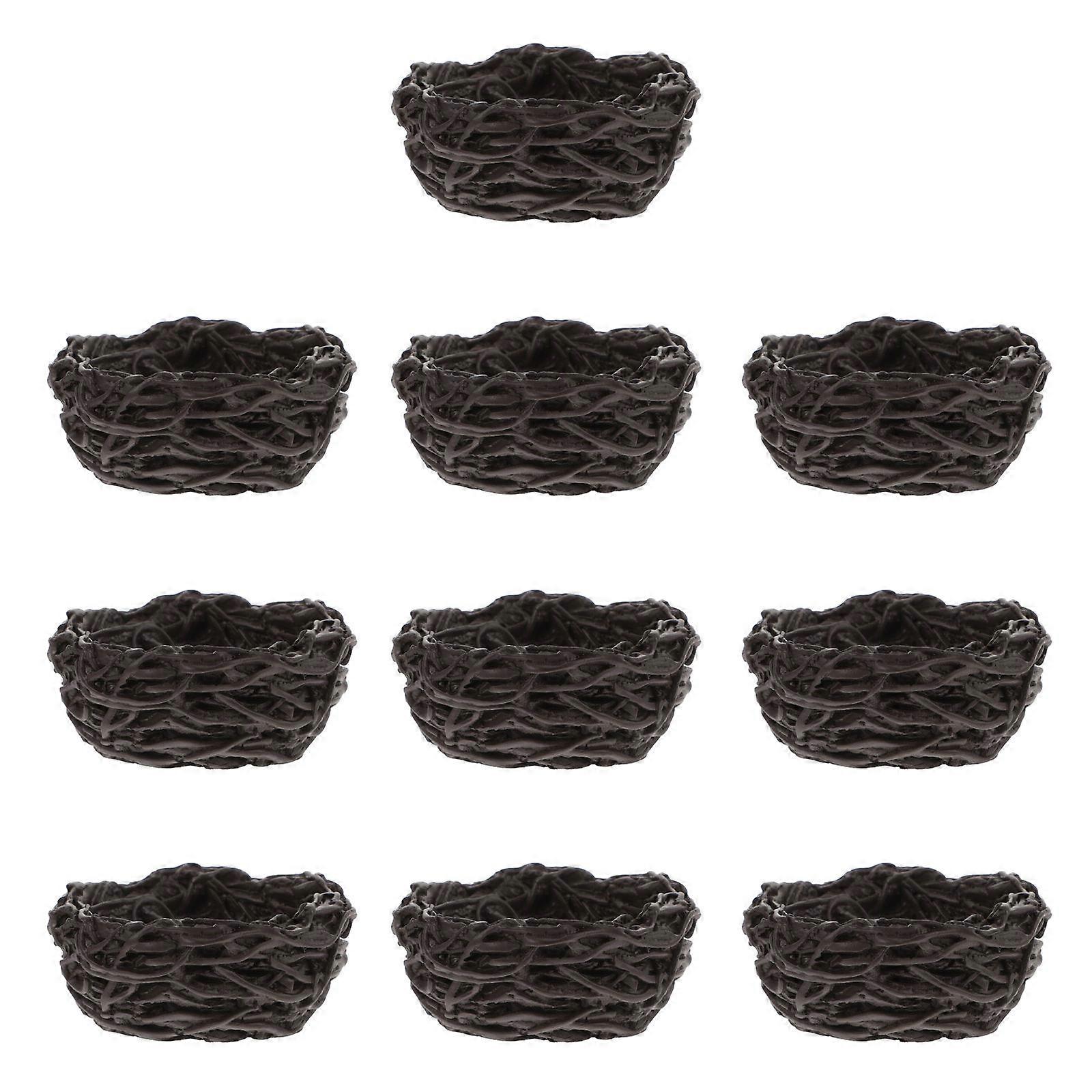 Creative Resin Bird Nest Decor 10Pcs Mini Adornment for Doll House Display and Garden Decoration