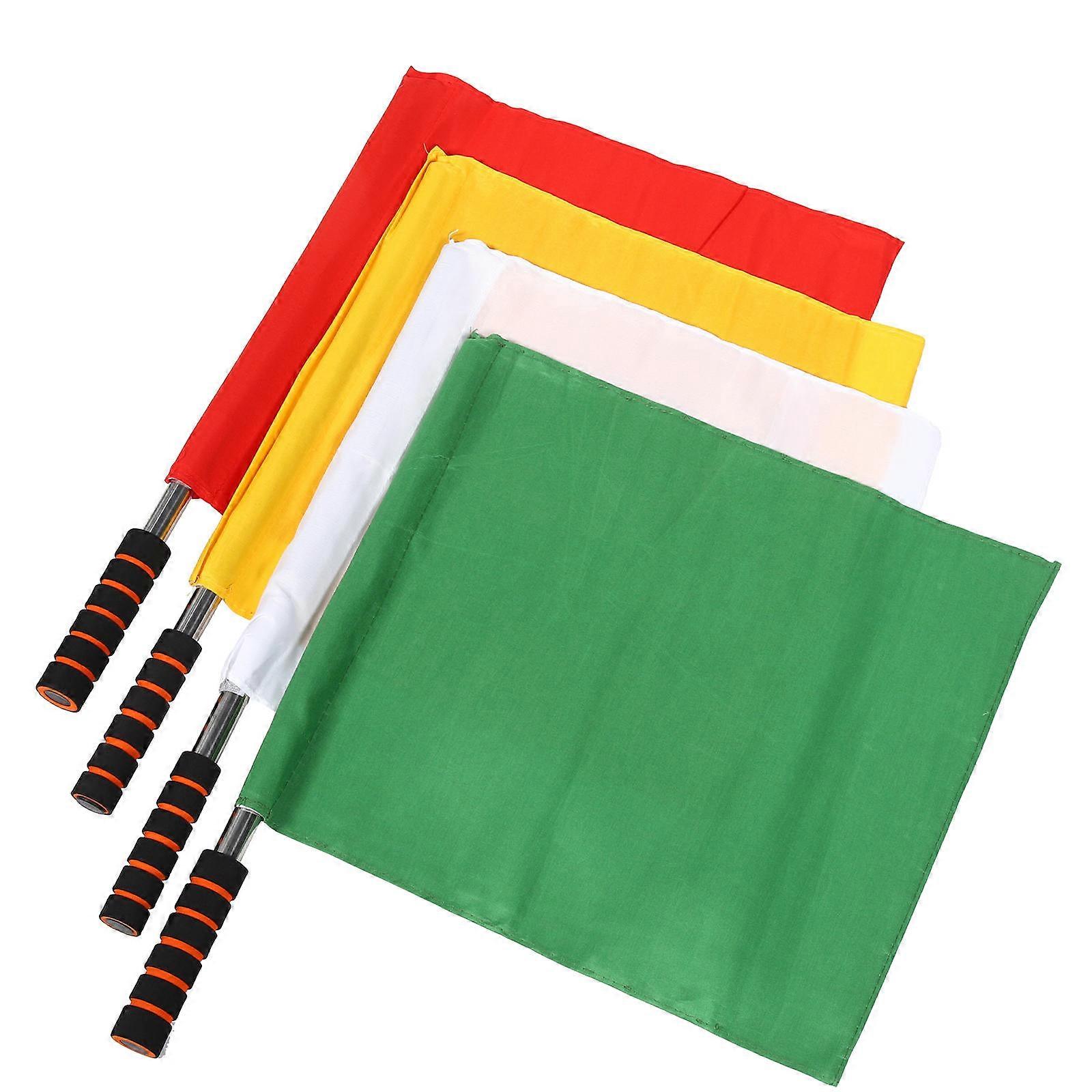 4pcs Referee Match Signal Flags for Soccer Volleyball Rugby – Durable Handles with Bright Waving Design for Sports Race and Game Conducting