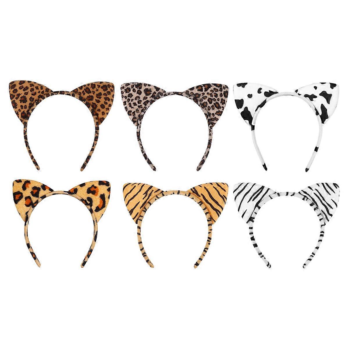 Costume Animal Ears Lurrose Cat Ear Headbands Assorted Color for Halloween Performance 6Set