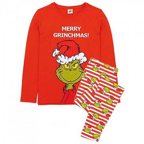 Pyjama Femme Noël Grinch - Manches Longues Chaud Hiver - T-Shirt Et Pantalon Doux - Idée Cadeau Fêtes