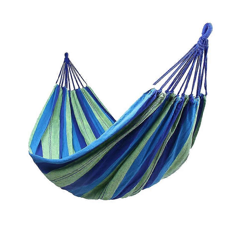 Single Travel Canvas Camping Hammock Portable Outdoor Hammock for Garden and Beach Supports Up to 150kg Blue 1p