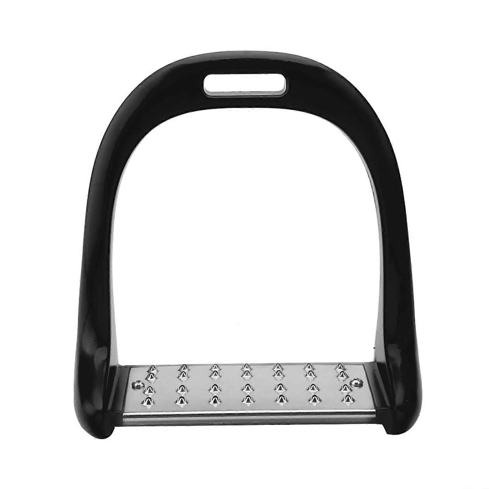 Stainless steel riding stirrup with non-slip pad and black painted aluminum saddle