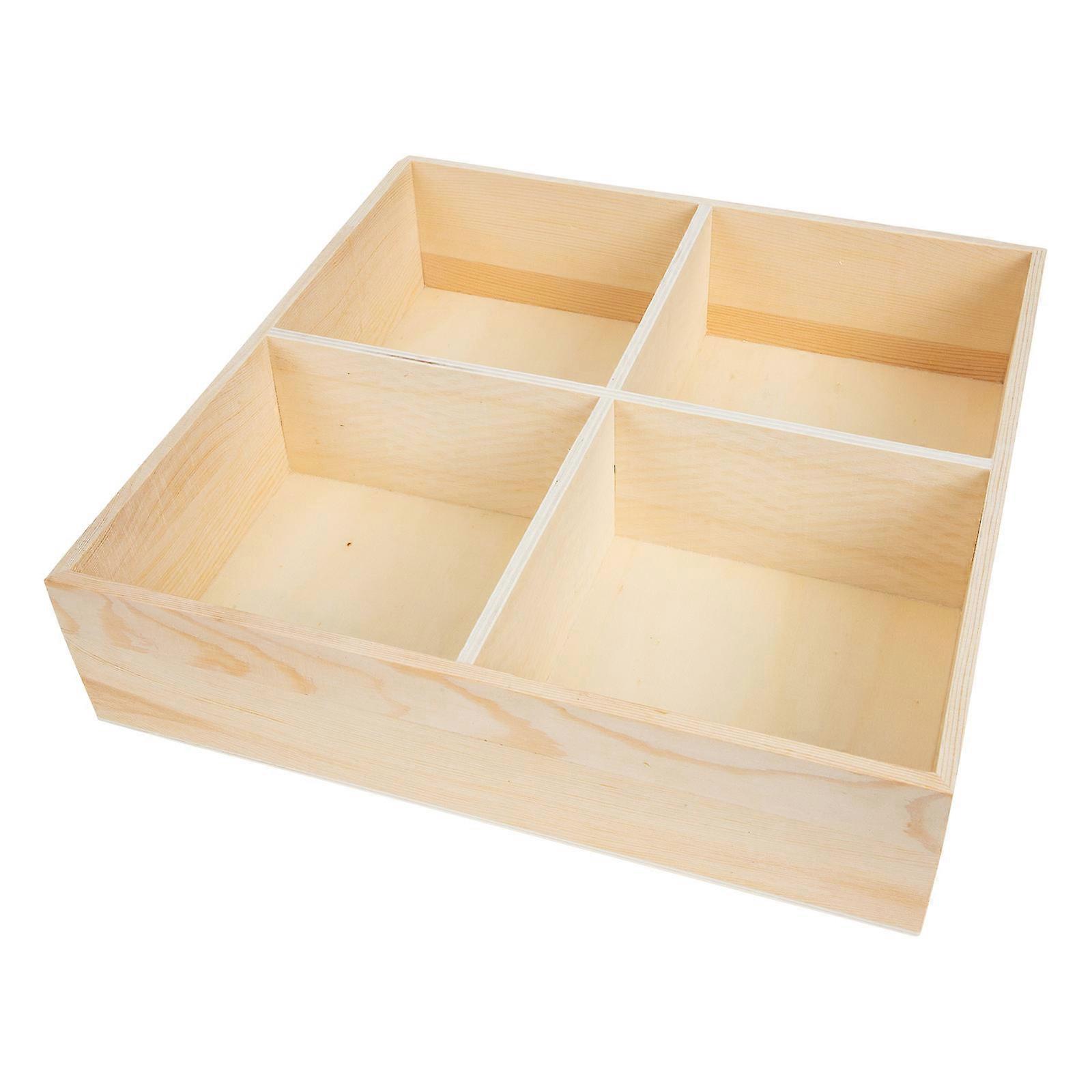 Bamboo Succulent Container Square Planter Home Decoration Wood Color 29x29cm Storage 1Set