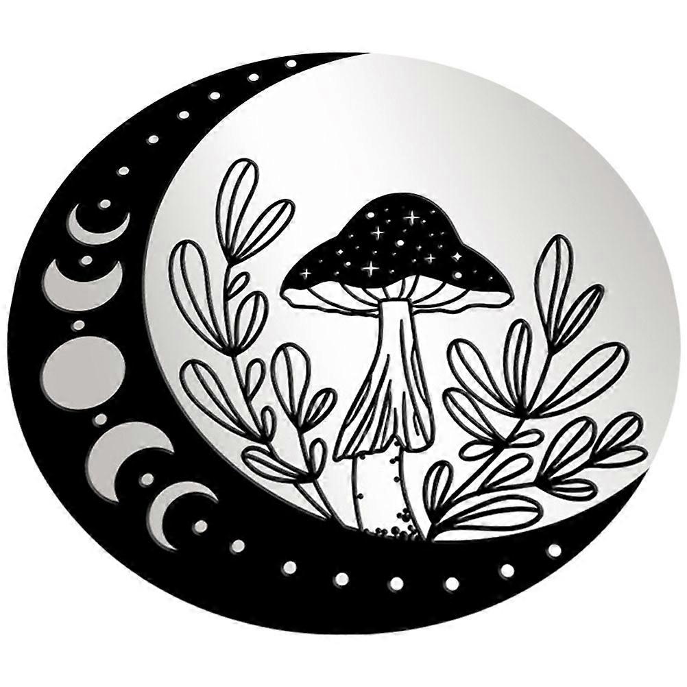 Round Mushroom Acrylic Mirror Wall Decals, Double Moon Shape, Removable Wall Stickers for Home Decoration, Safe Acrylic Material for Living Room or
