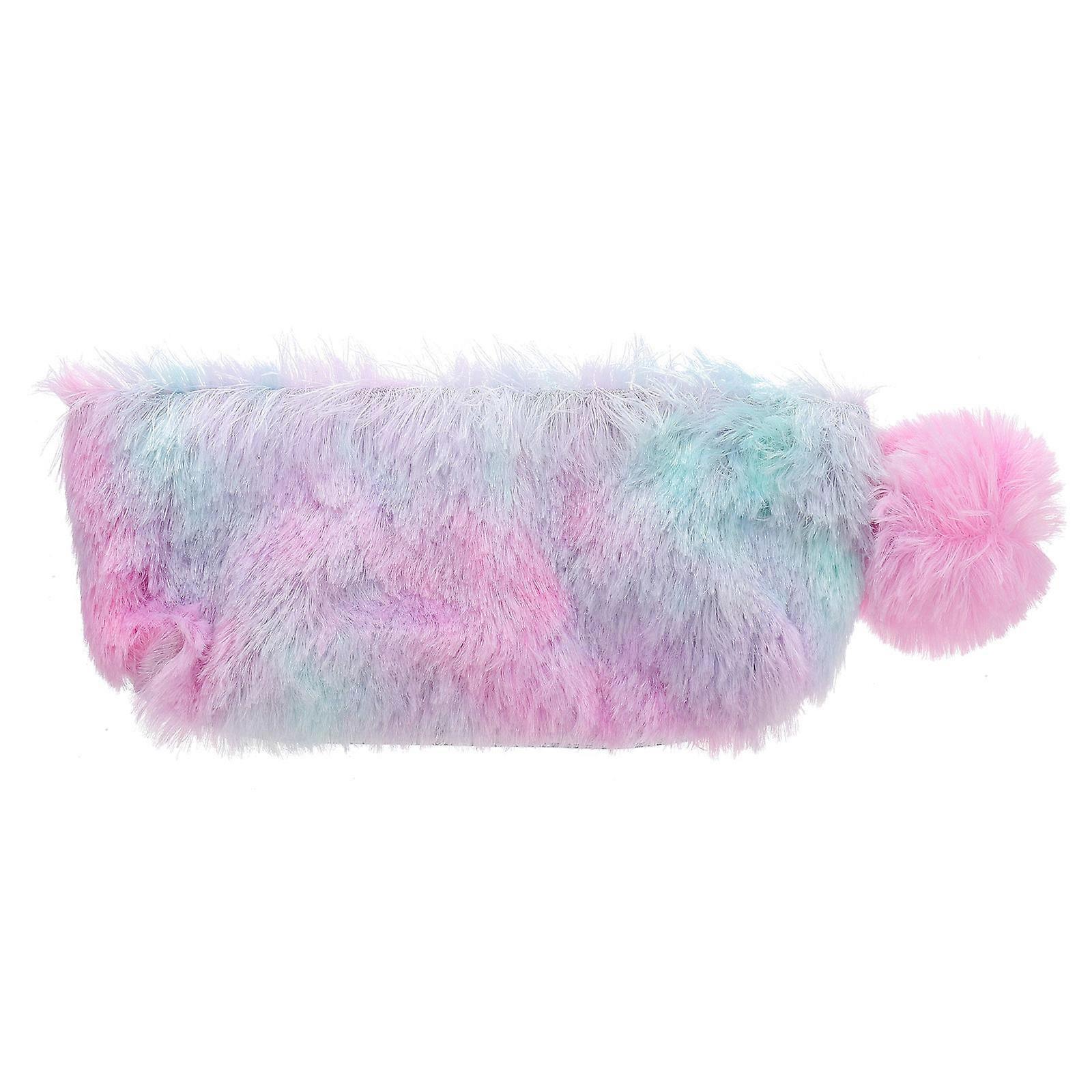 Small Pencil Bag Cosmetic Storage Adorable Pencil Case Purple Plush 1Pc