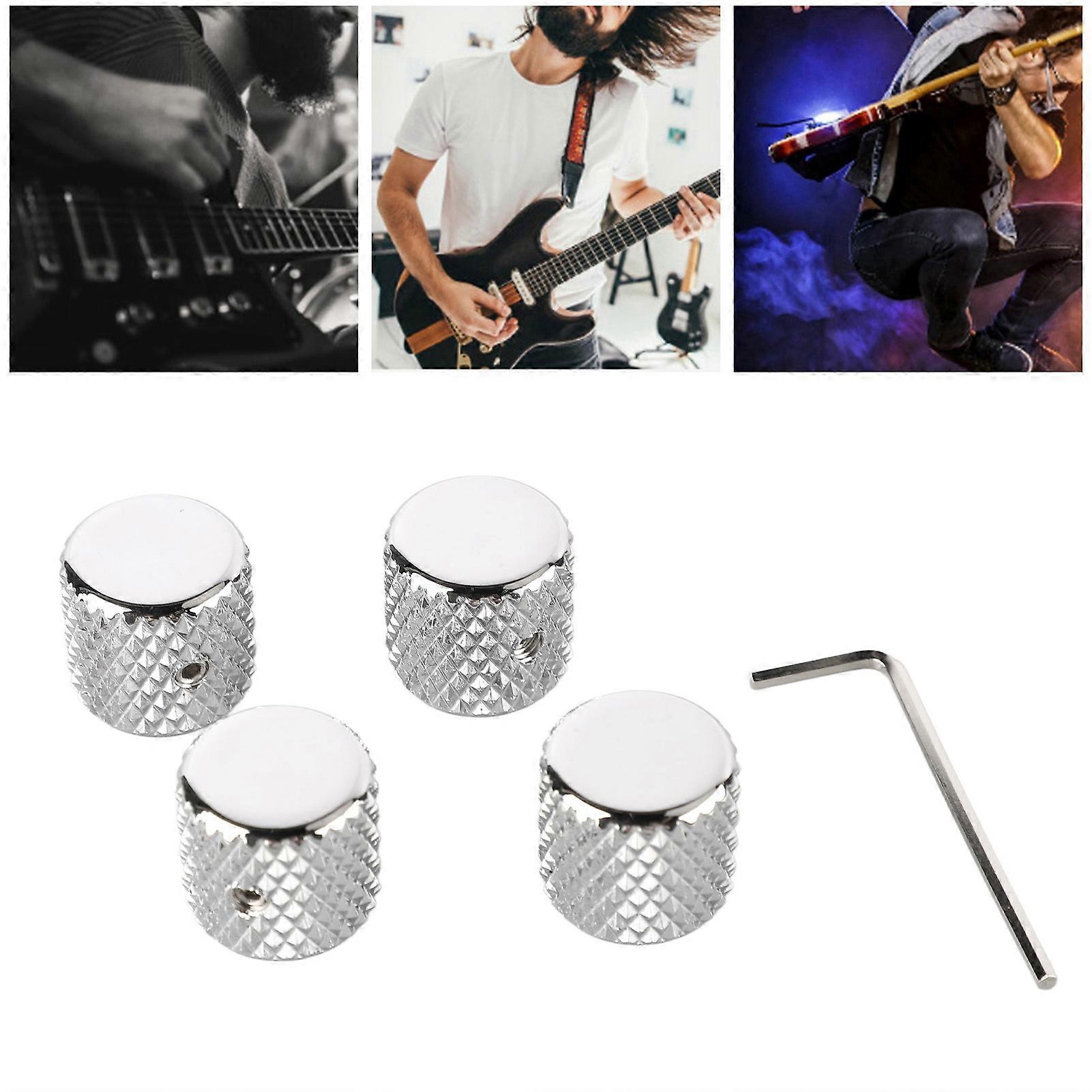 4Pcs Metal Guitar Volume Tone Control Knobs GD139A Nickel Set