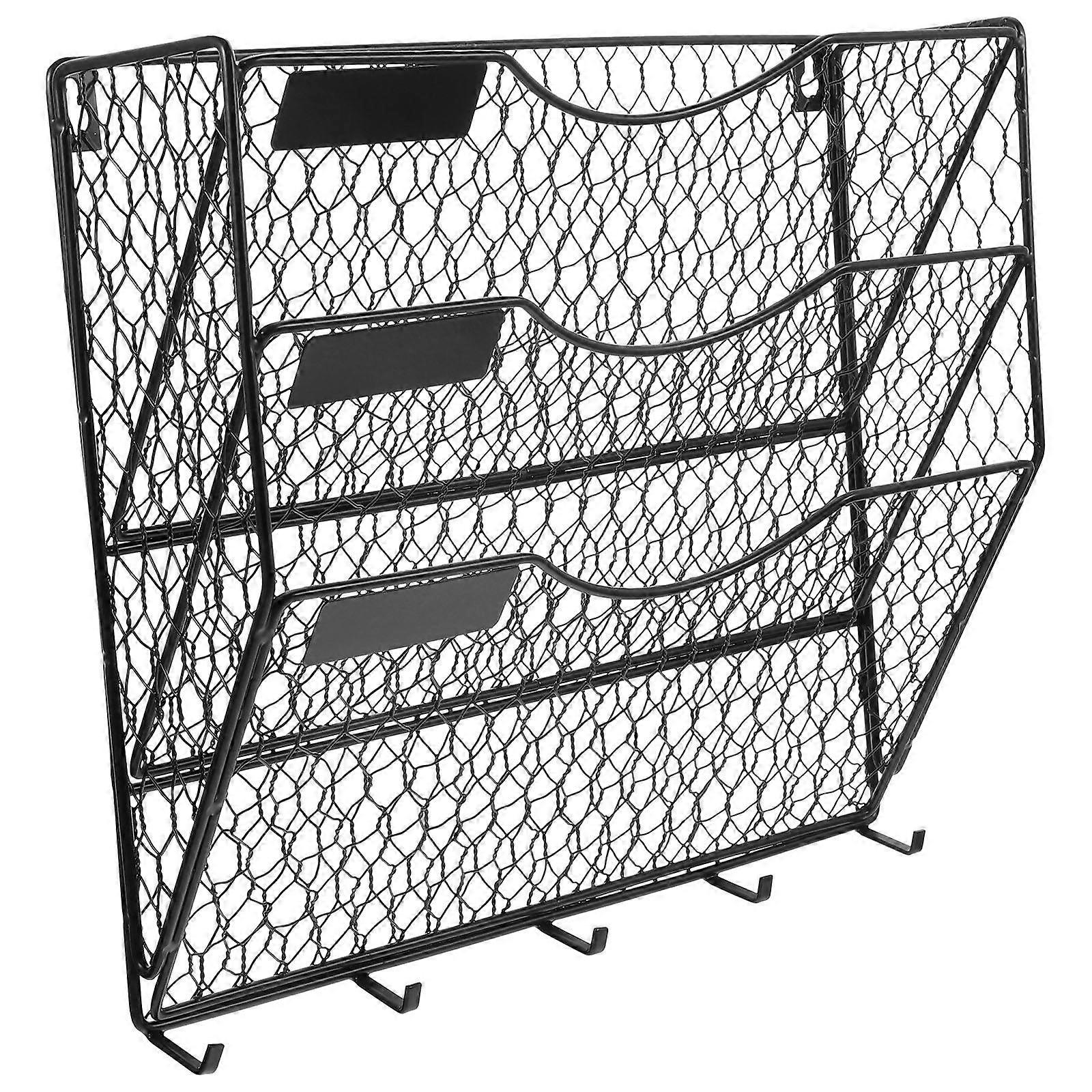 Wall Mounted Magazine Rack with Tiered Design for Home Office – Stylish Wall Basket Storage for Books, Mail, and Documents – Space Saving Organizer