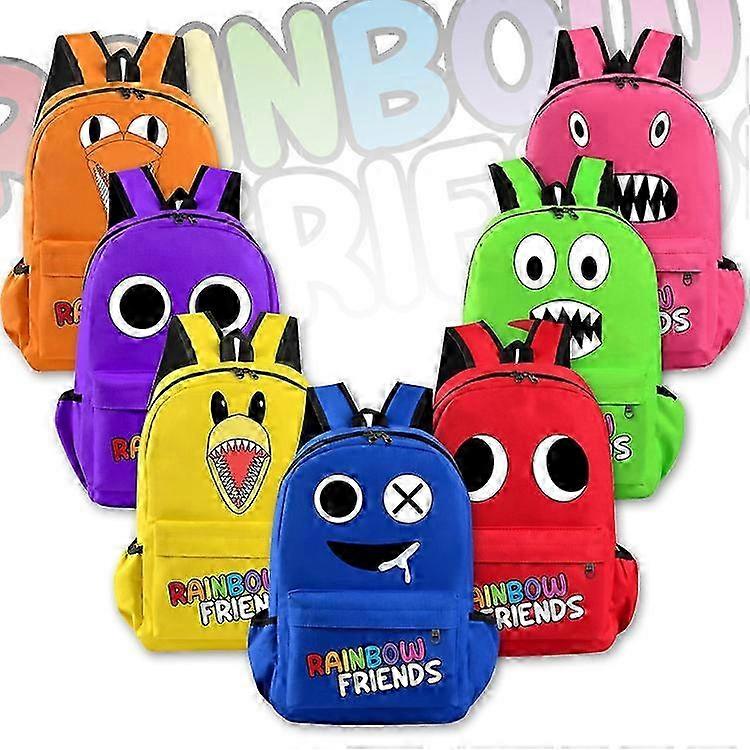 Casual Printed Backpack for Middle Students with Rainbow Friends Design