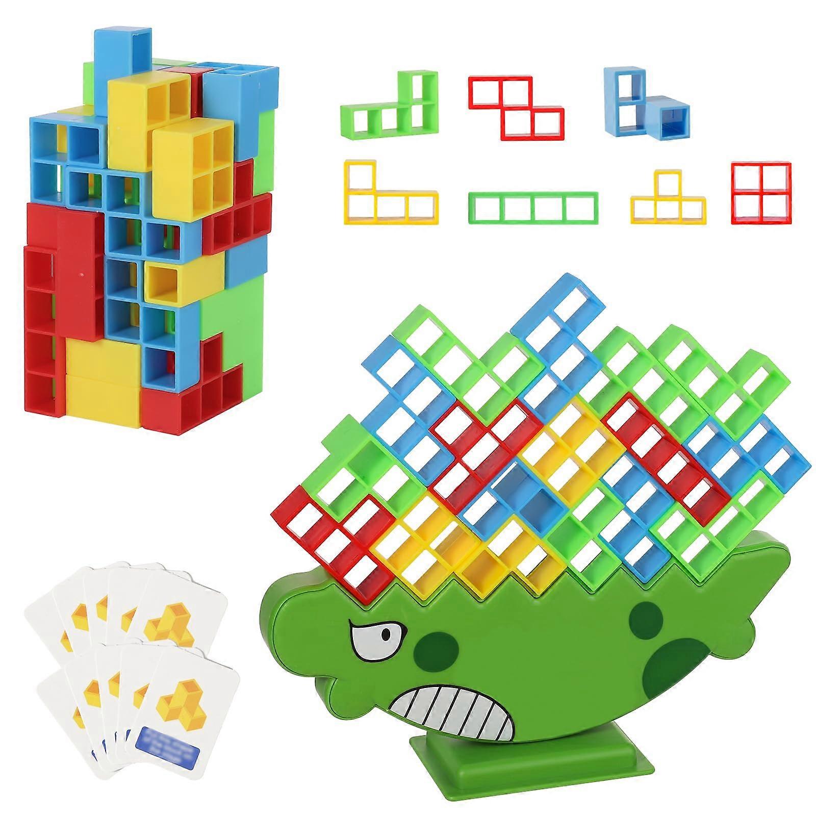 48st Dinosaur Balance Stacking Game for Tetra Tower, Kids Funny Construction Tower Game for 2 Players