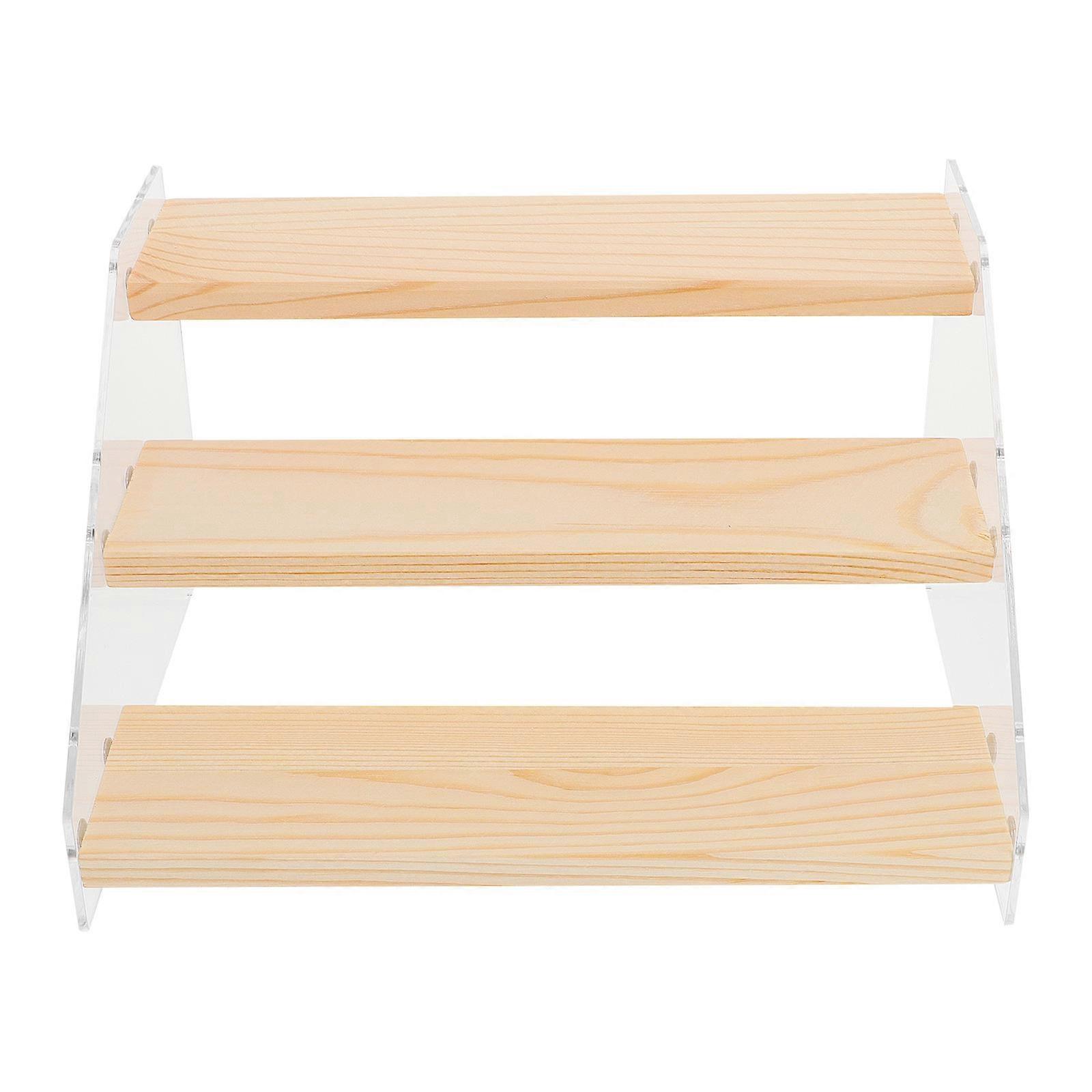 Display Risers Clear Acrylic and Wooden Organizer Users 20cm Wide Multi-layer Storage 1 Pc