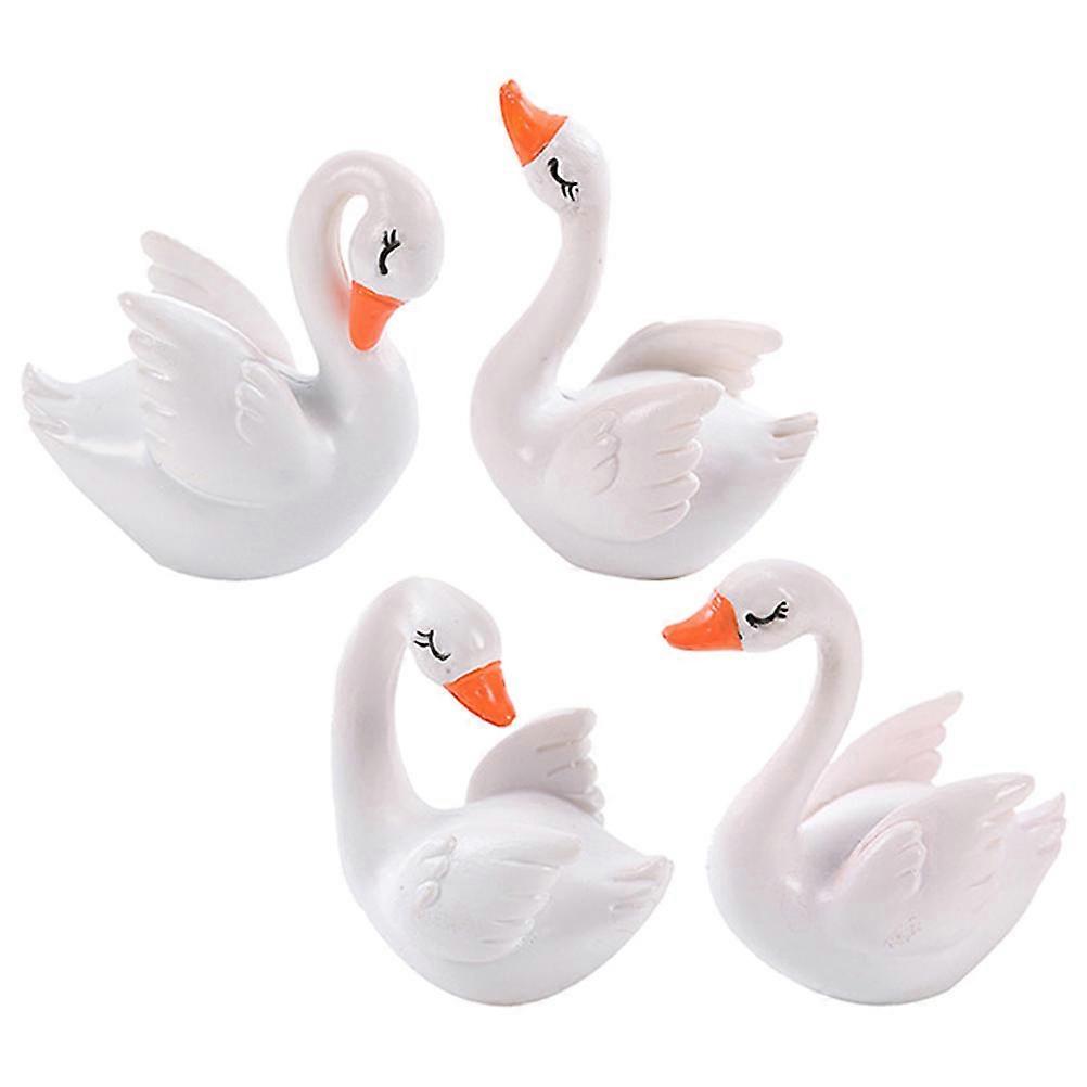 Tiny Figurines Resin Swan Statue For Holiday Decorations And Office Use 4Pcs 5.3x4.8cm