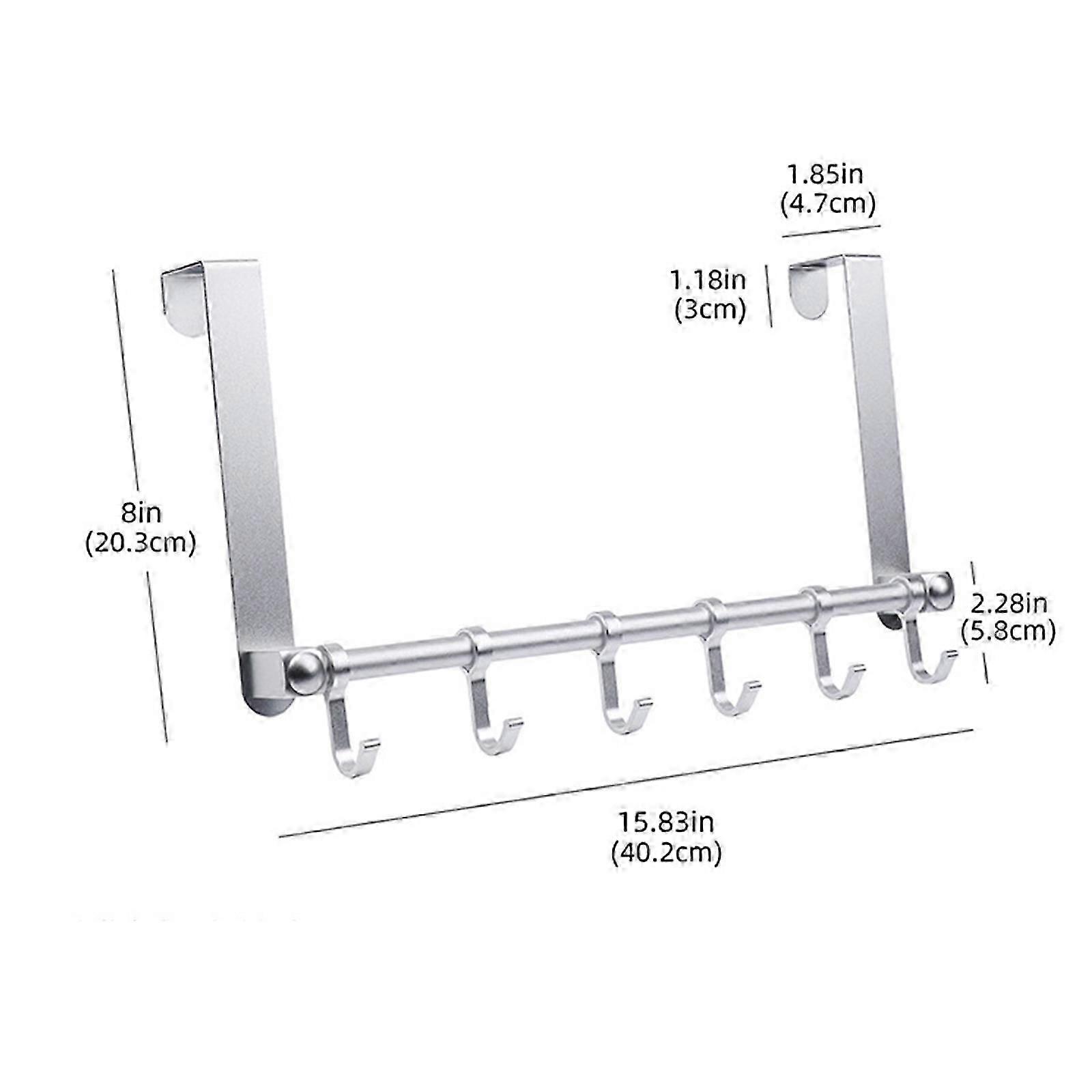 Over The Door Hooks, Over Door Towel Racks with 6 Adjustable Hooks for Hanging Heavy Coats/Towel