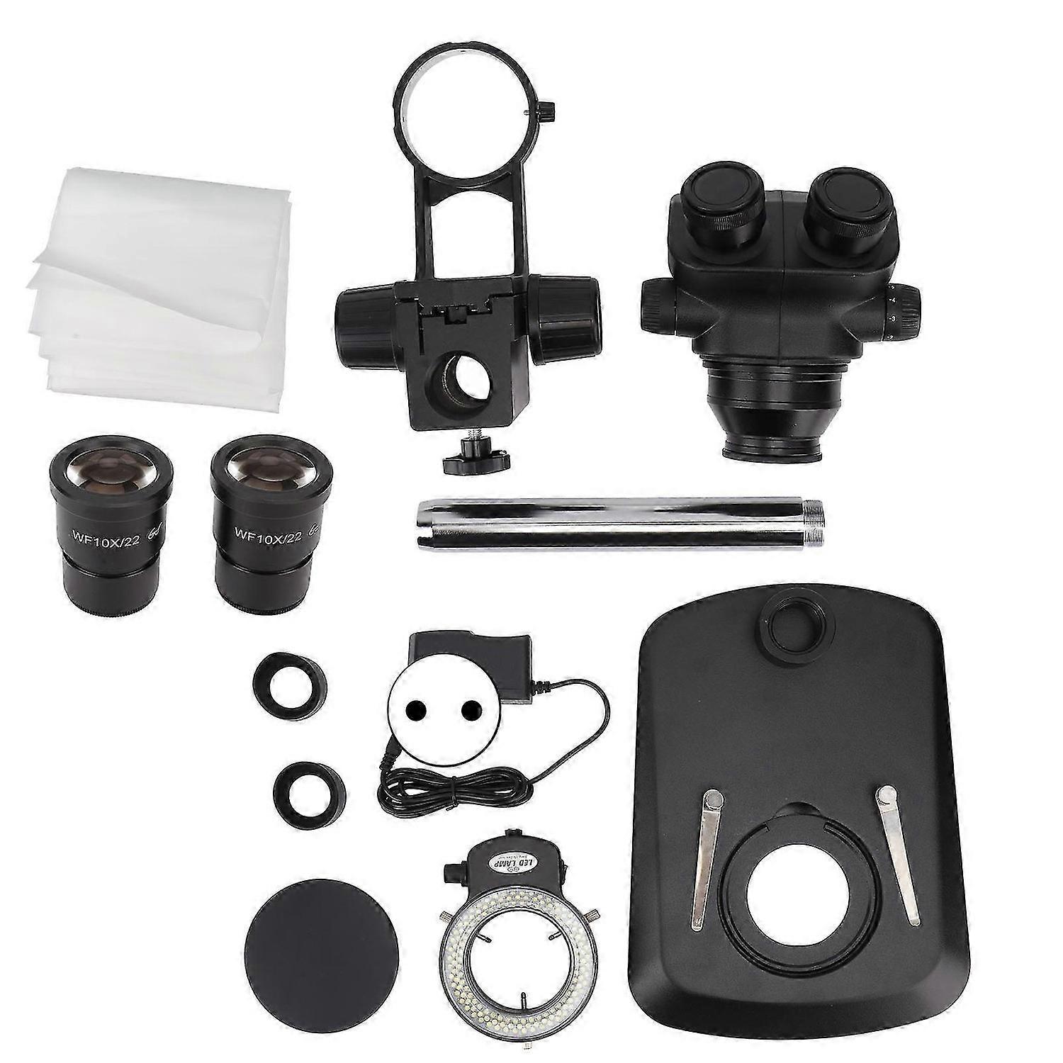 Black Binocular Stereo Microscope Set with Light Source Eyepiece 10X Binocular Microscope Kit 100240V EU Plug