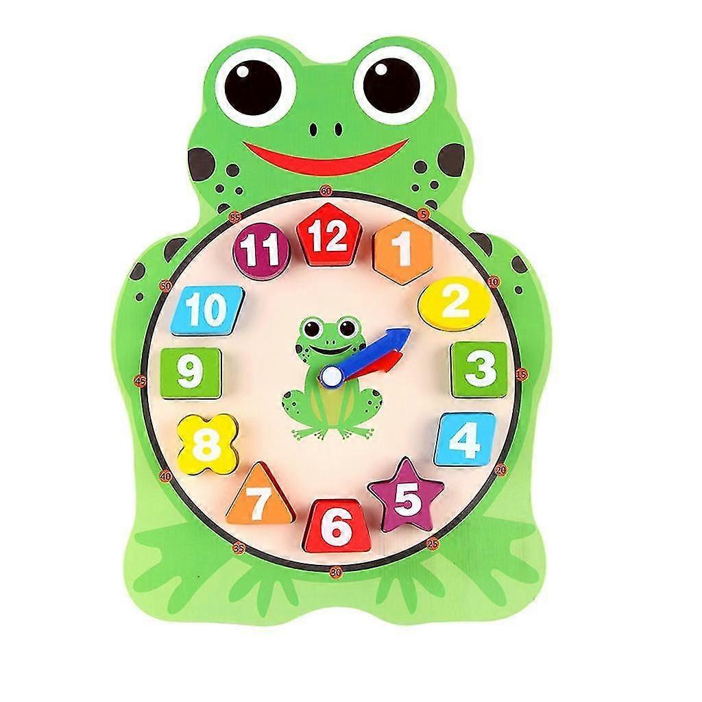 Charming Wooden Frog Clock Puzzle: Fun Time-Telling Toy for Little Learners