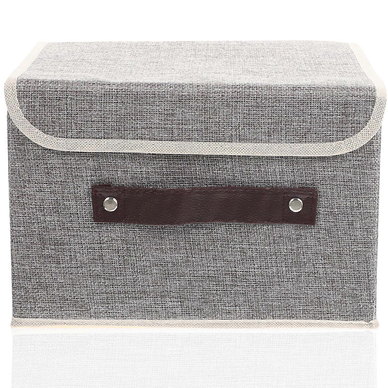 Foldable Clothes Storage Box Grey Cotton Linen with Space-Saving Folding for Storage