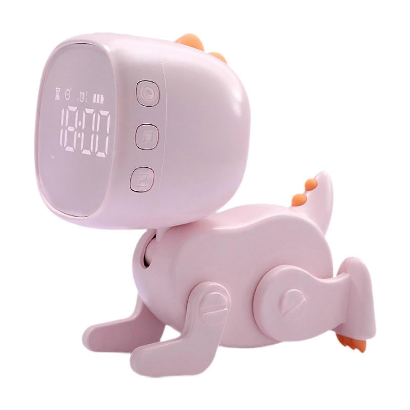 Digital Alarm Clock, Dinosaur Alarm Clock, Cute Kids Desk Clock with Variable Shape for Toddlers, Office, Dorm, Kids, Pink