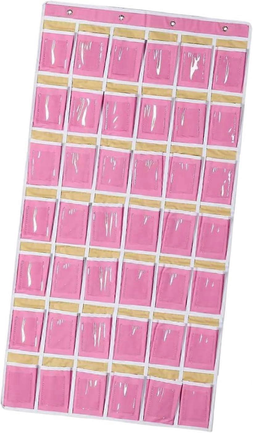Pocket Chart Pocket Organizer for Mobile Phones, 42 Grids, Pink, Hanging Multi-Purpose Organizer for Classrooms and Doors