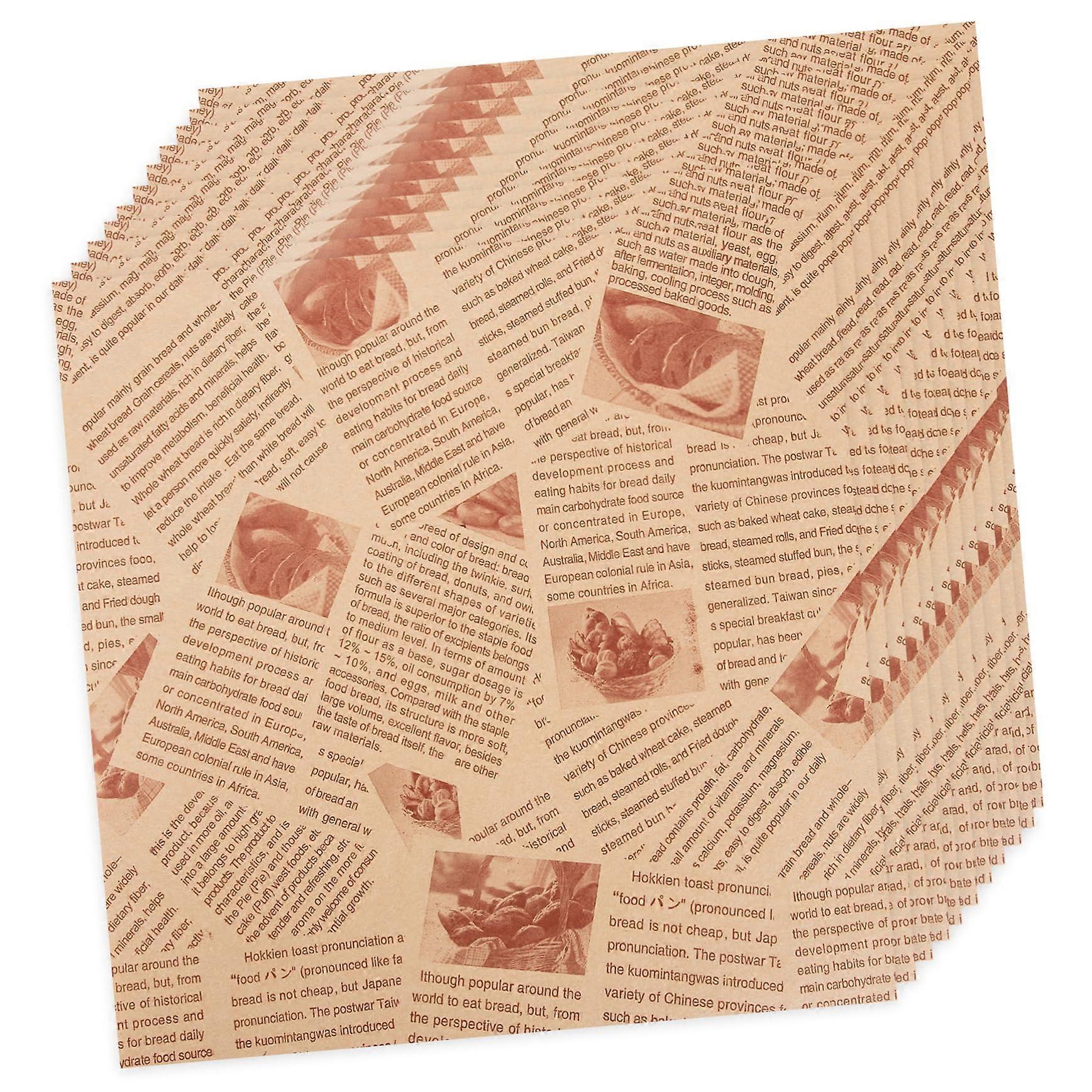 100 pieces food paper sheets newspaper parchment wax sheets for bread packaging light brown