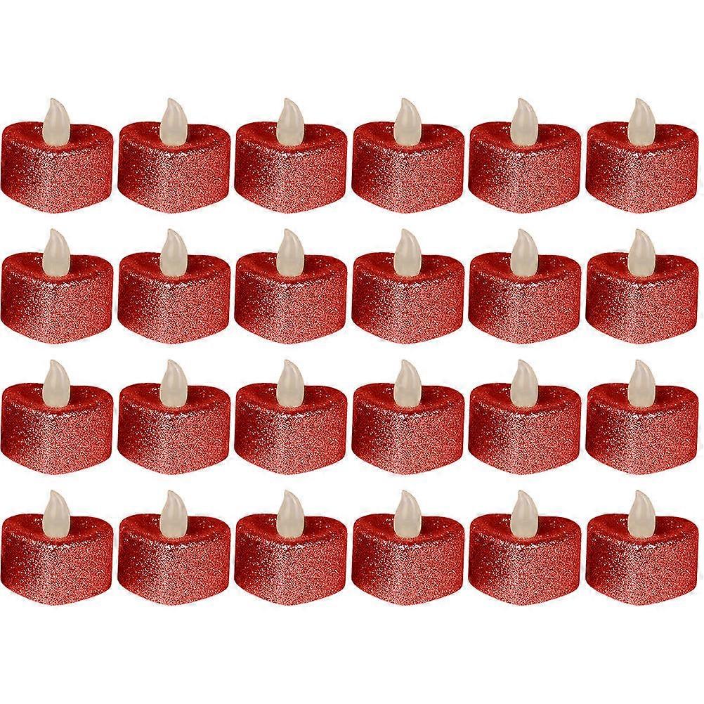 Led Flameless Candles Heart Shaped Candles Free Battery Powered 1.57X1.57X1.45IN 24Pack