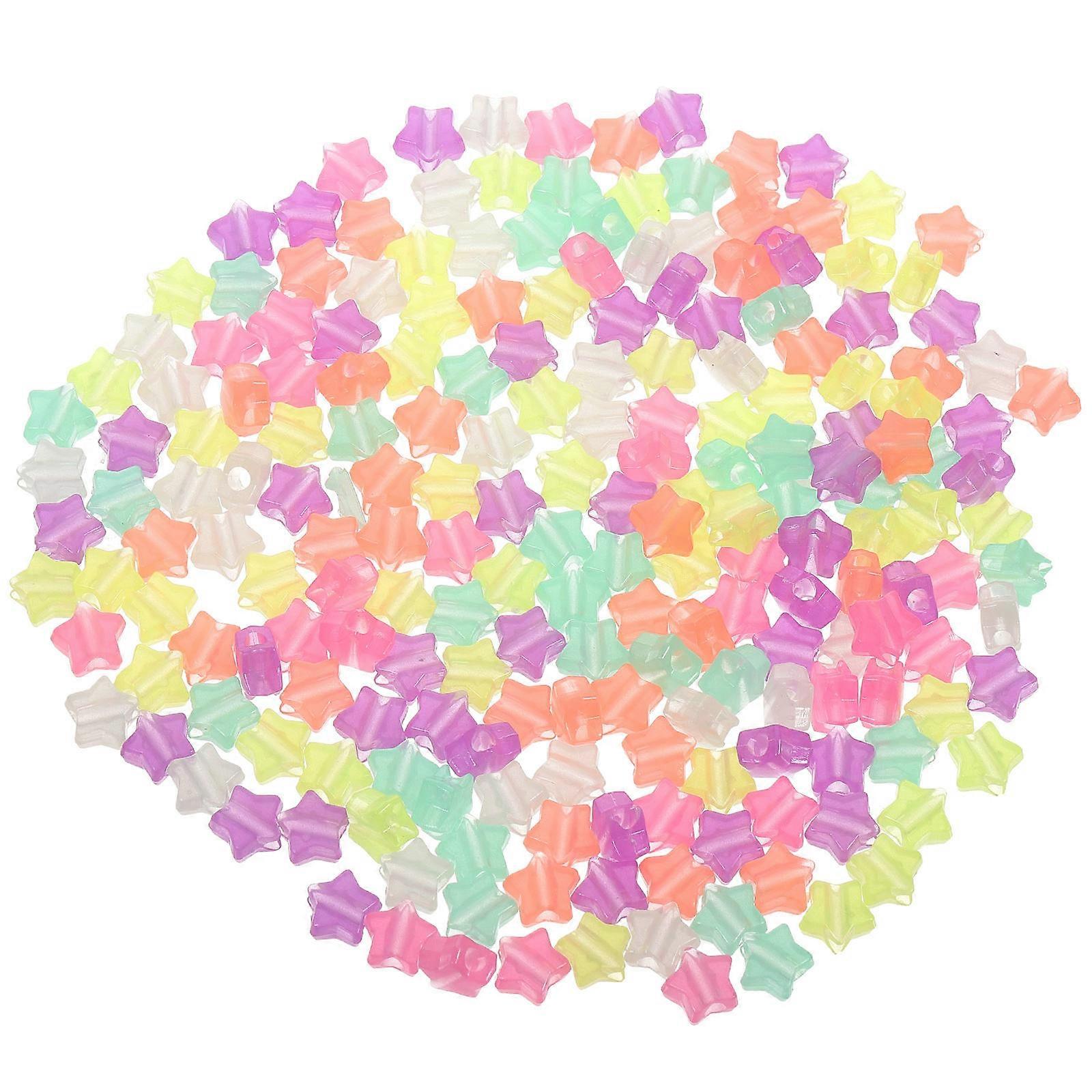 Star Shaped Beads 200Pcs Assorted Color Easy Stringing Plastic Loose Beads for DIY Accessory
