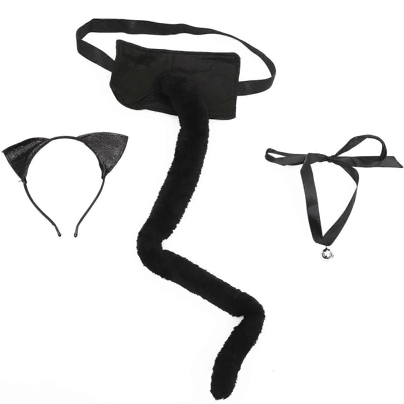 Cat Ear Headband with Plush Tail Costume Accessory for Halloween Cosplay – Stylish Design, Comfortable Fit for All Ages