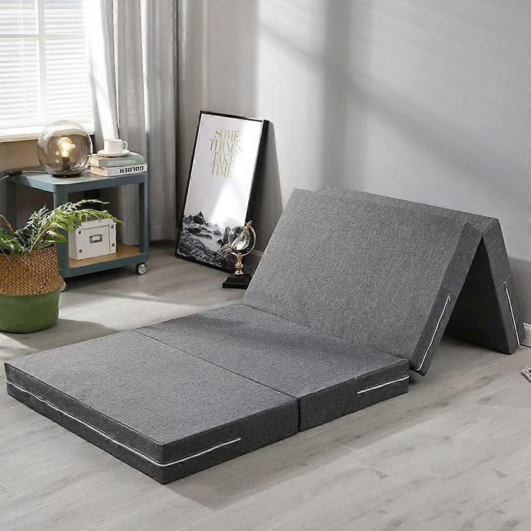 Foldbar madras børnemadras foldemadras 90x200 120x200 80x200 100x200 100x200 vaskbar pladsbesparende løsning grå