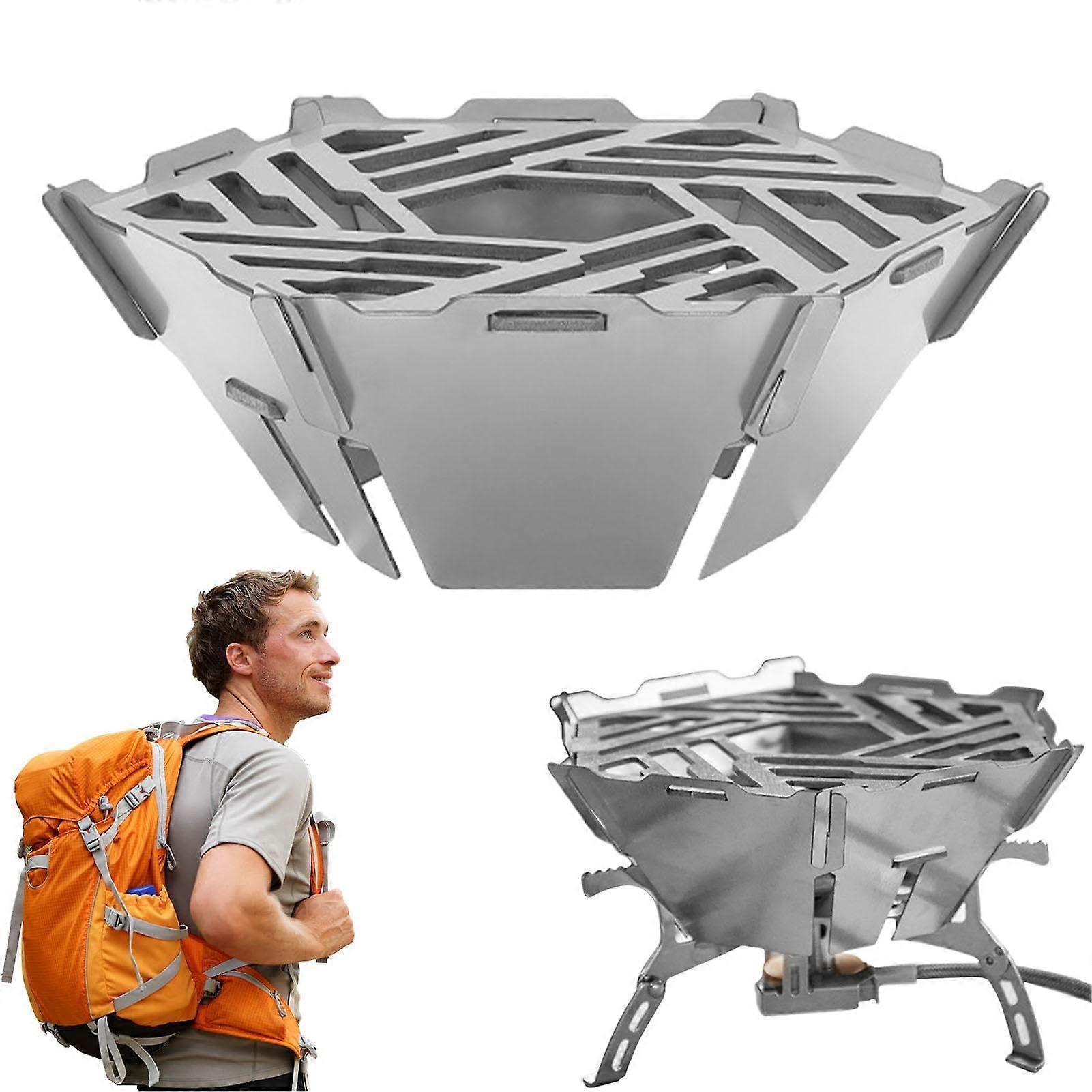 Camping Burner Windshield Stainless Steel Portable Removable Foldable Durable Windshield for Camping Kitchen Use