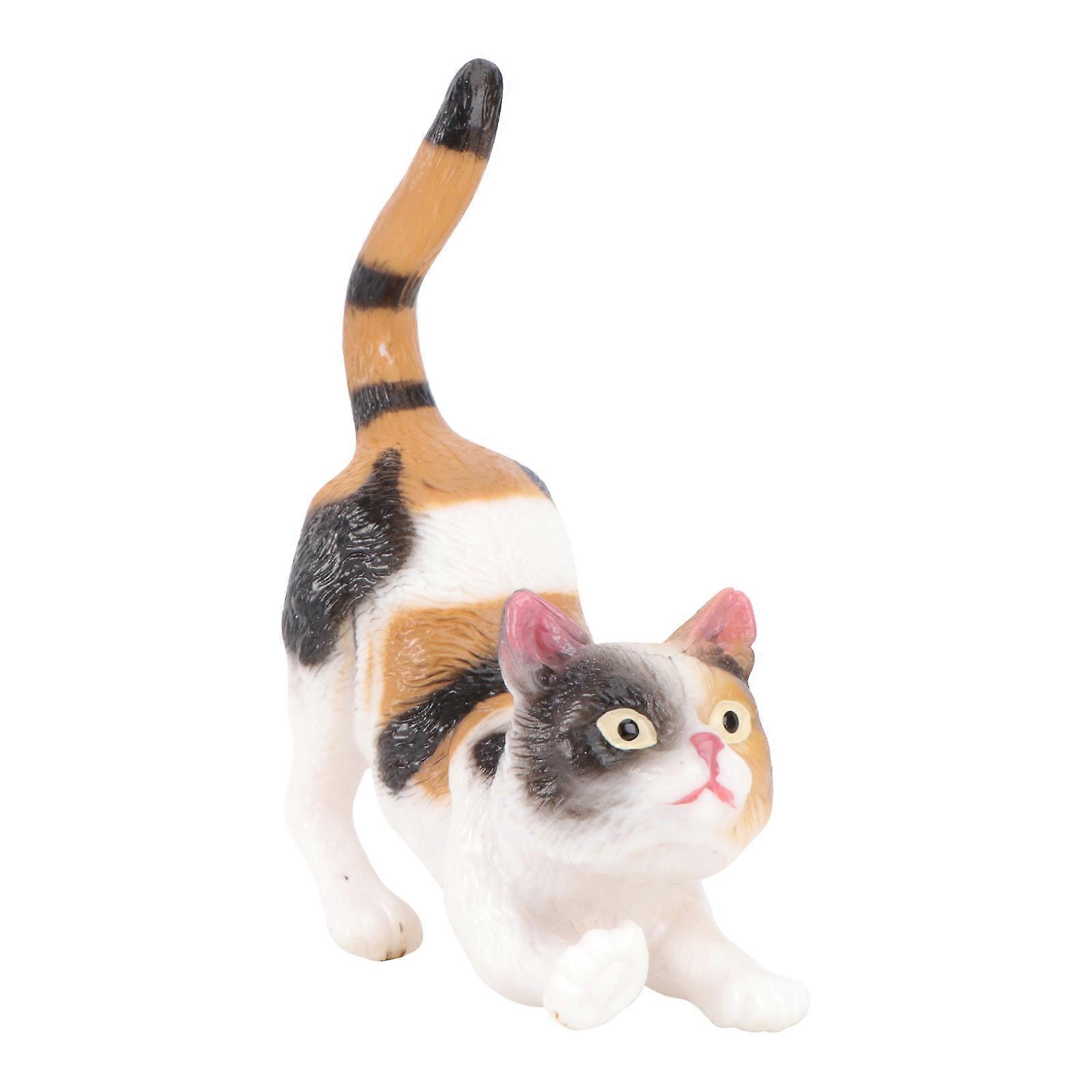 Realistic Cat Figurines Cat Model Ornament Child's Playtime Static Solid Animal Model Plastic 1Pc
