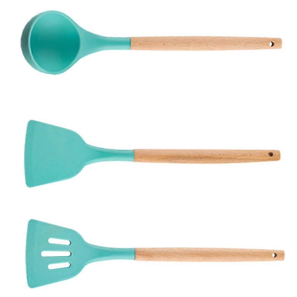 Silicone Kitchen Spatula and Spoon Set in Green for and Stirring 1 Set